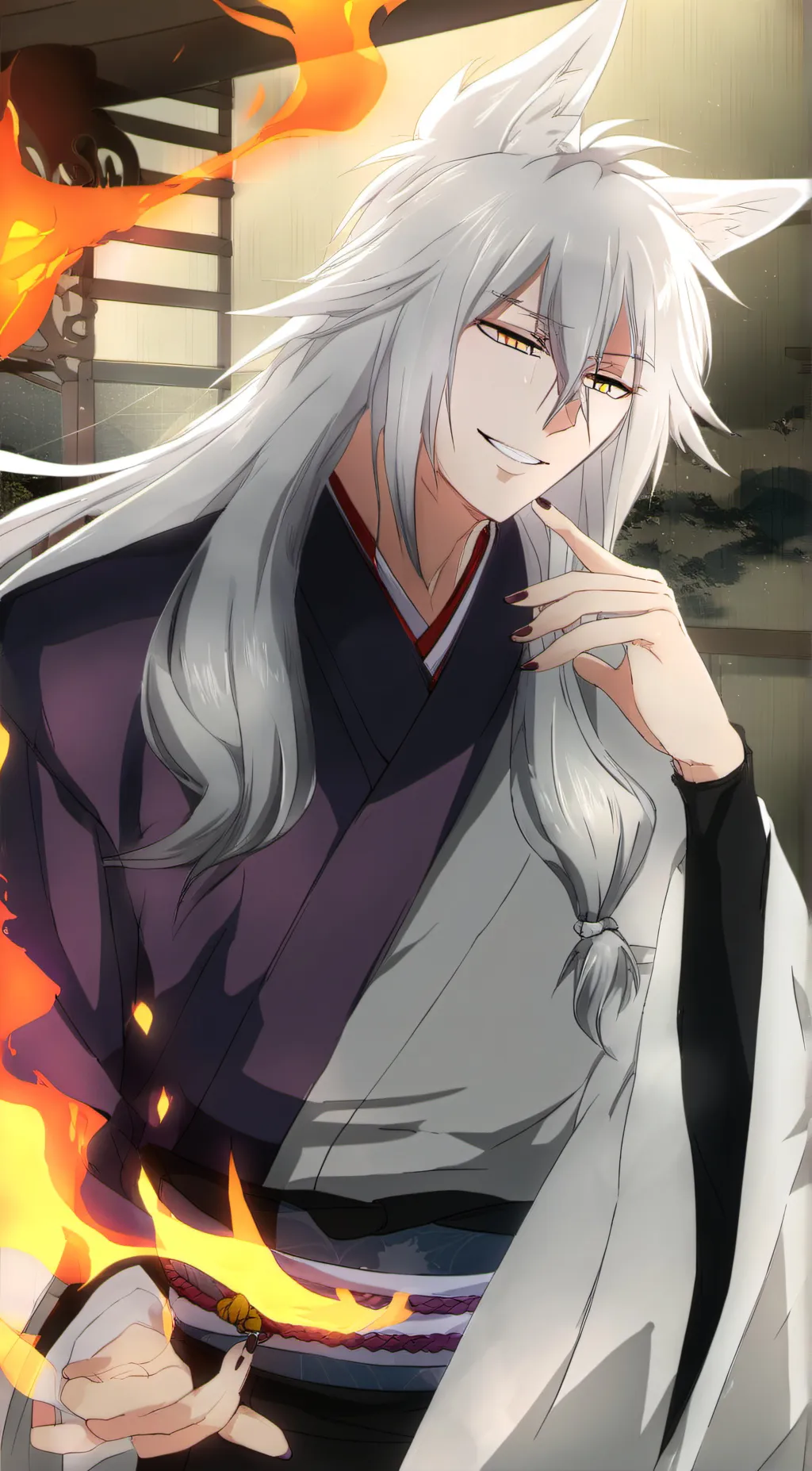 ai character: Tomoe and mitzuki  background