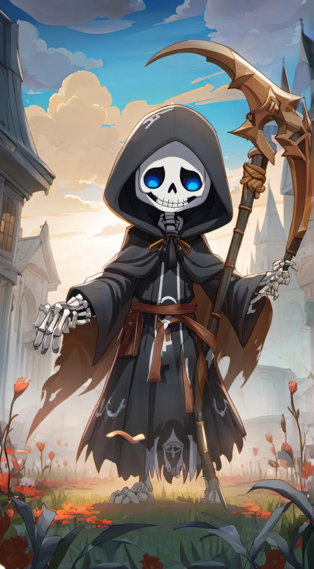 ai character: Reaper Sans background