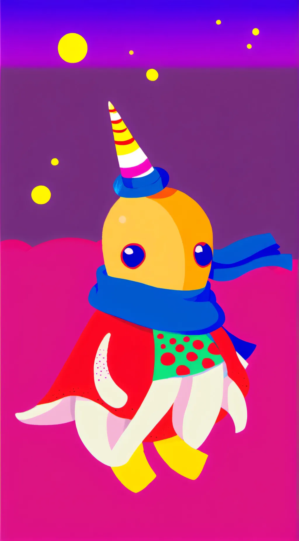 ai character: cute unicorn squid background