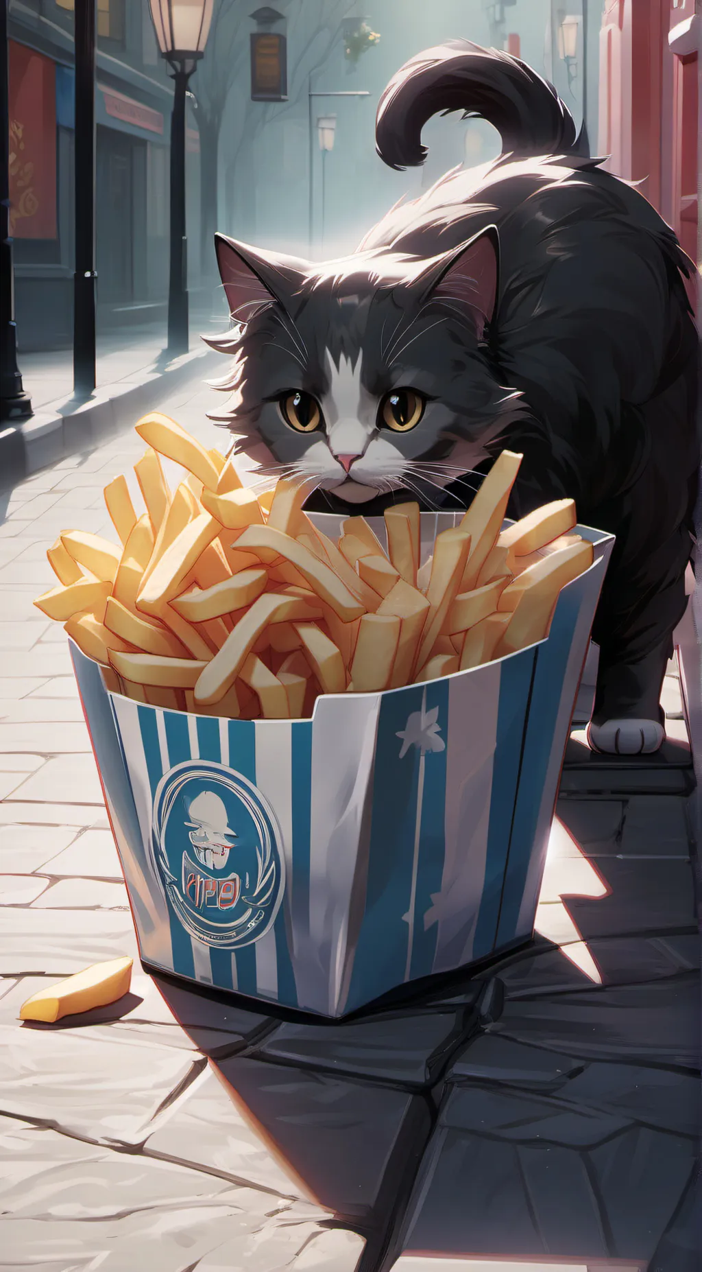 ai character: fwench fwie cat background