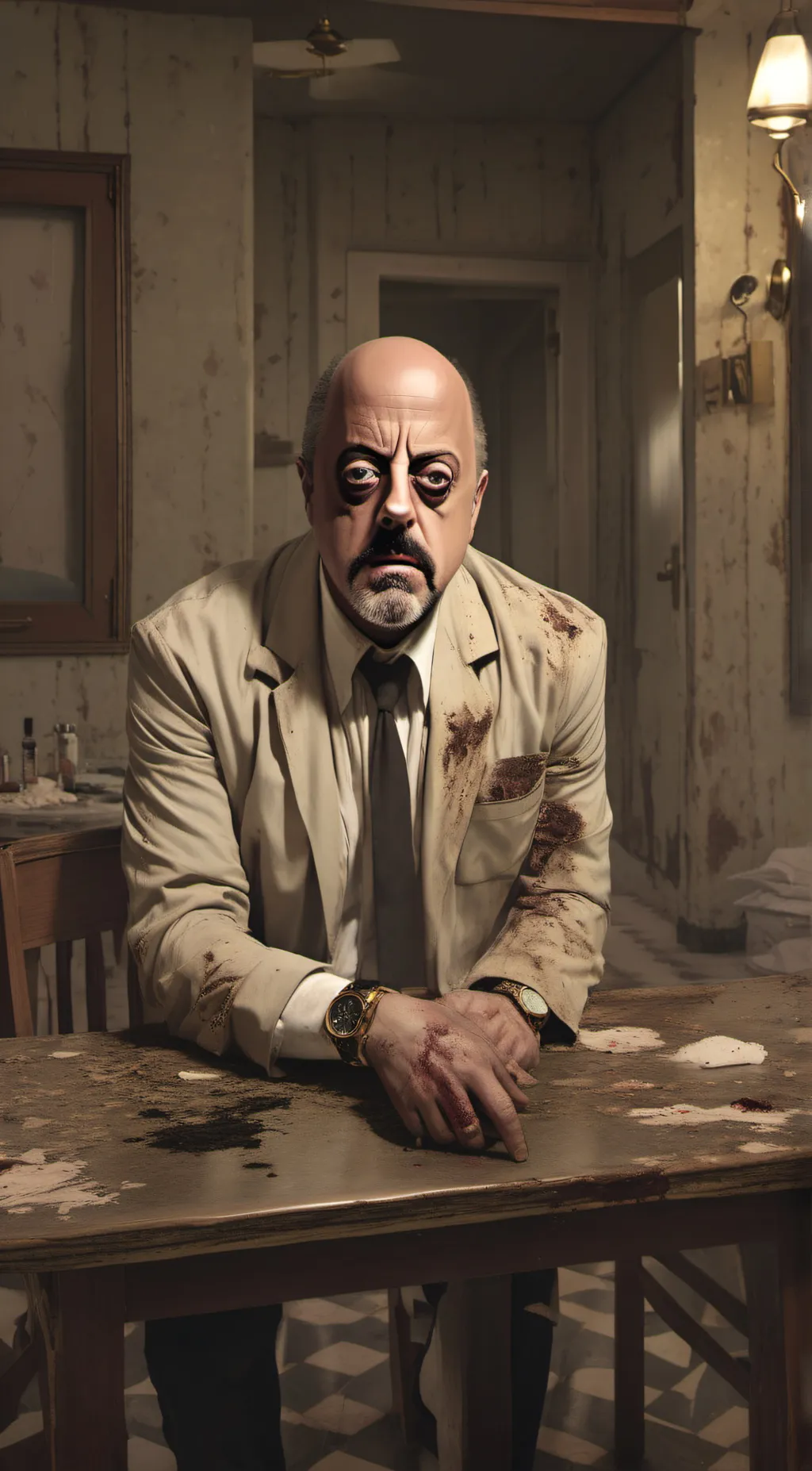 ai character: Creepy Billy Joel background