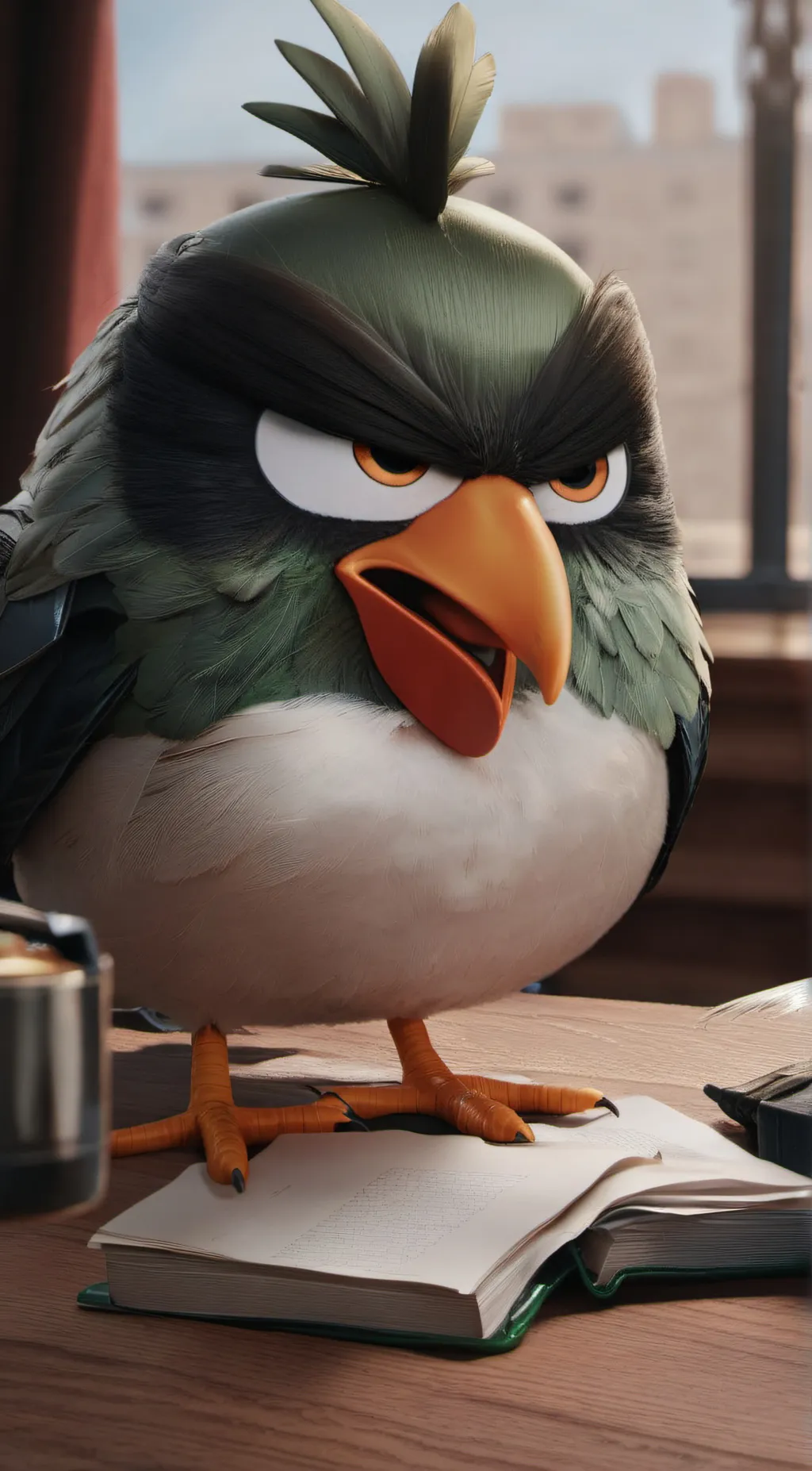 ai character: angry Duolingo  background