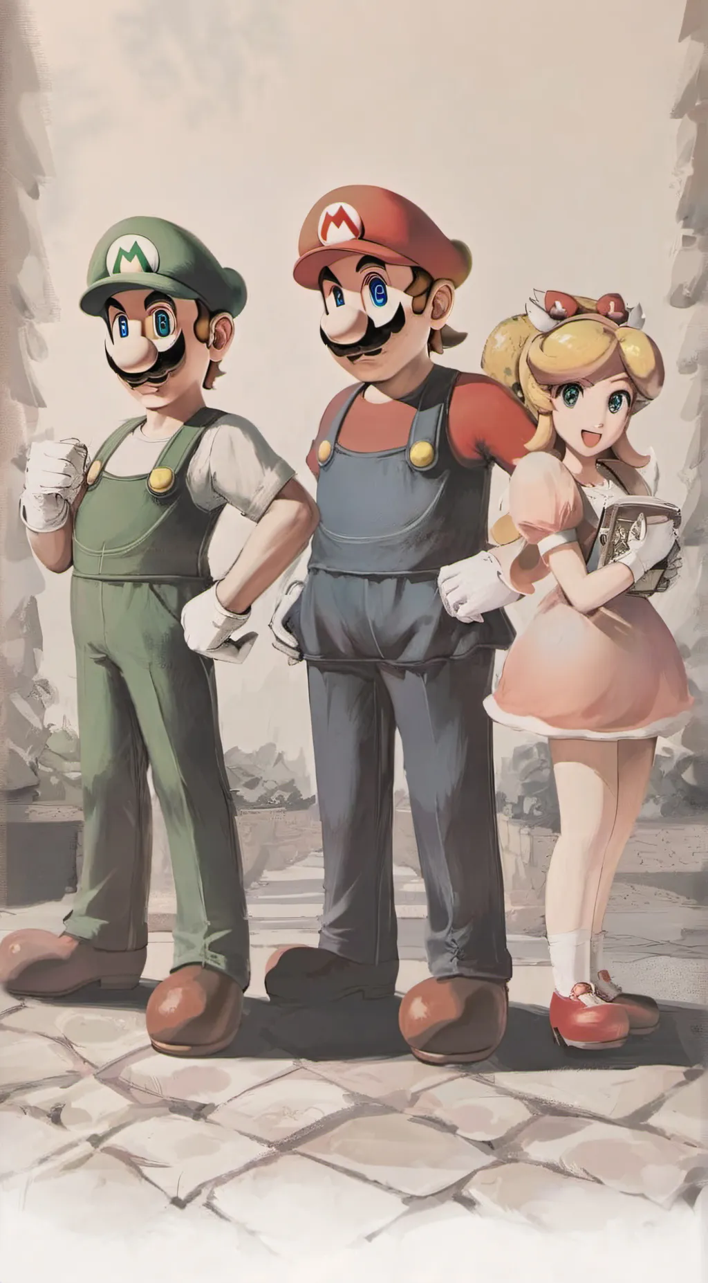 ai character: Mario sleepover background