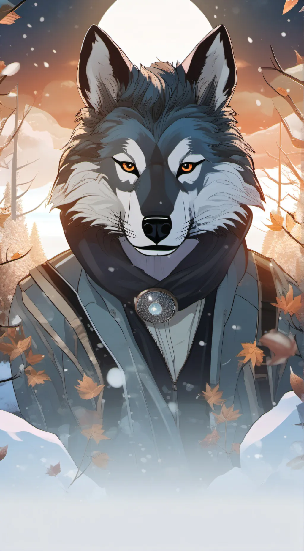 ai character: Fire wolf background