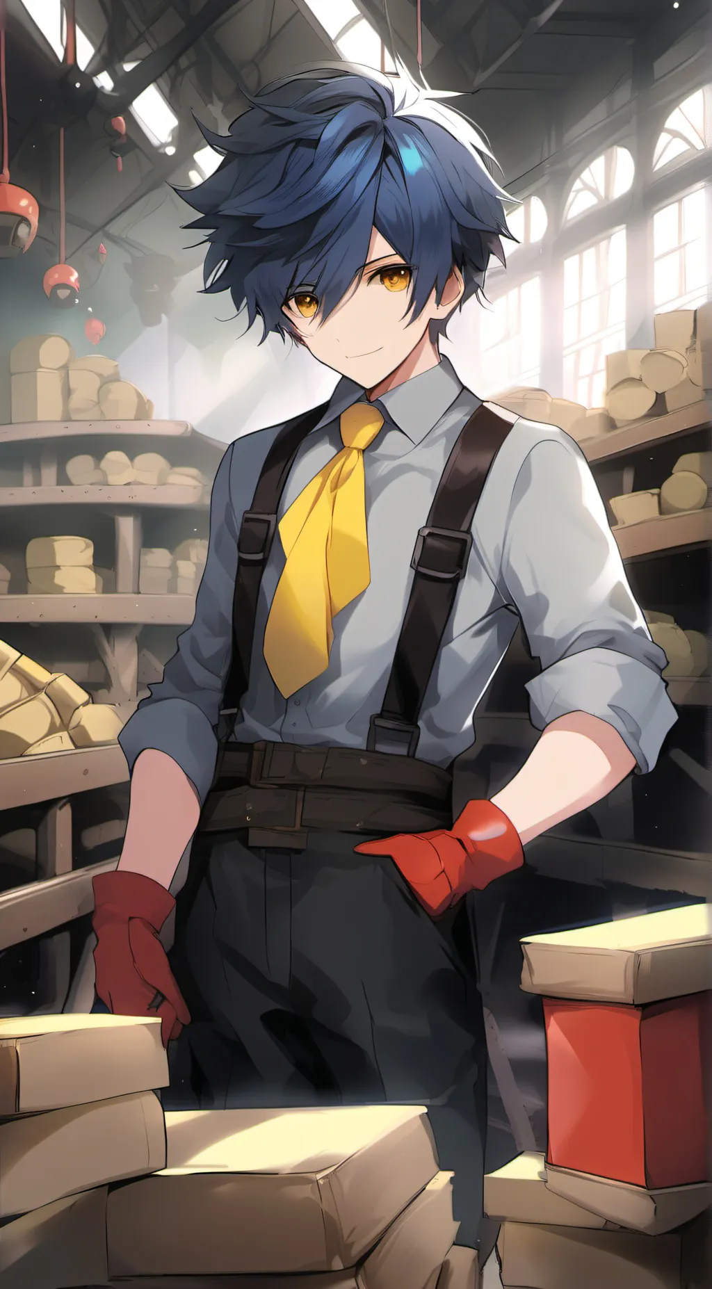 ai character: huggy wuggy  background