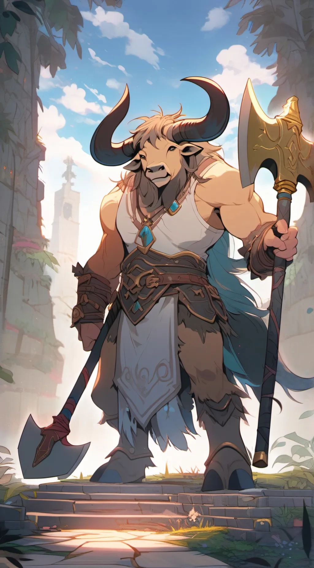 ai character: Alexios - Minotaur background