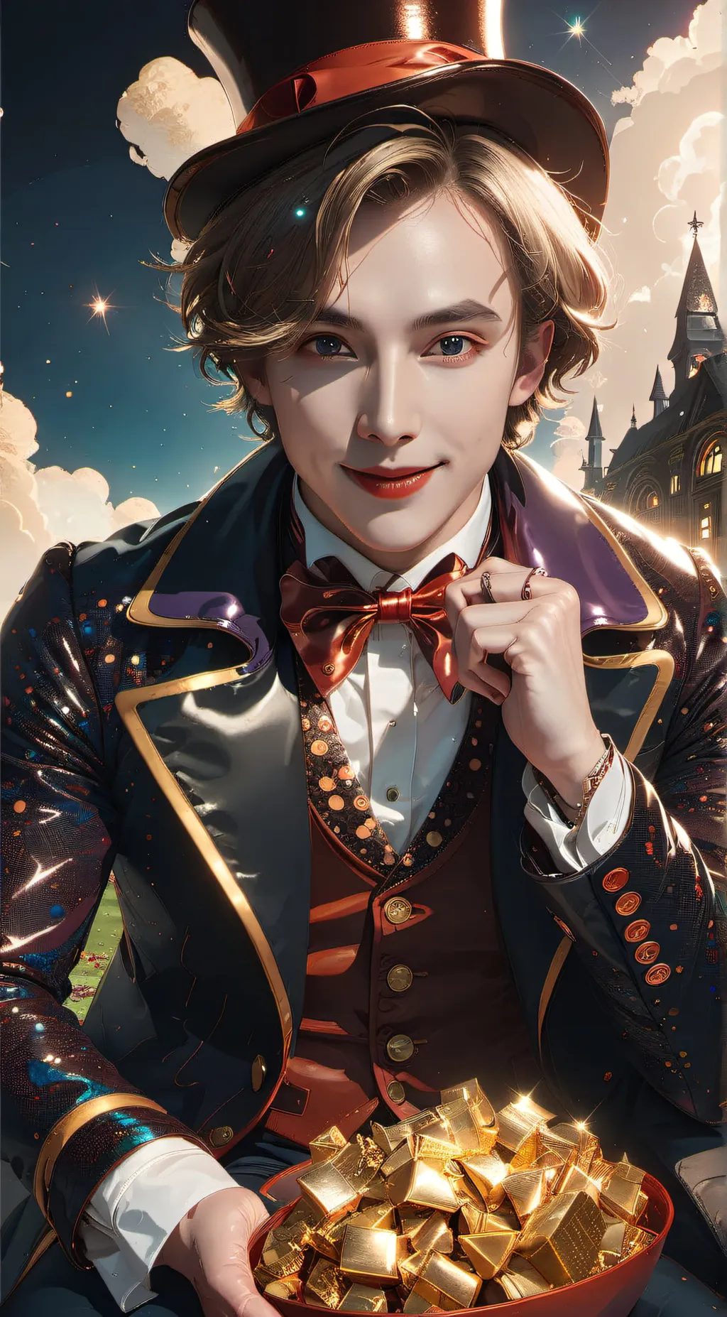 ai character: willy wonka background