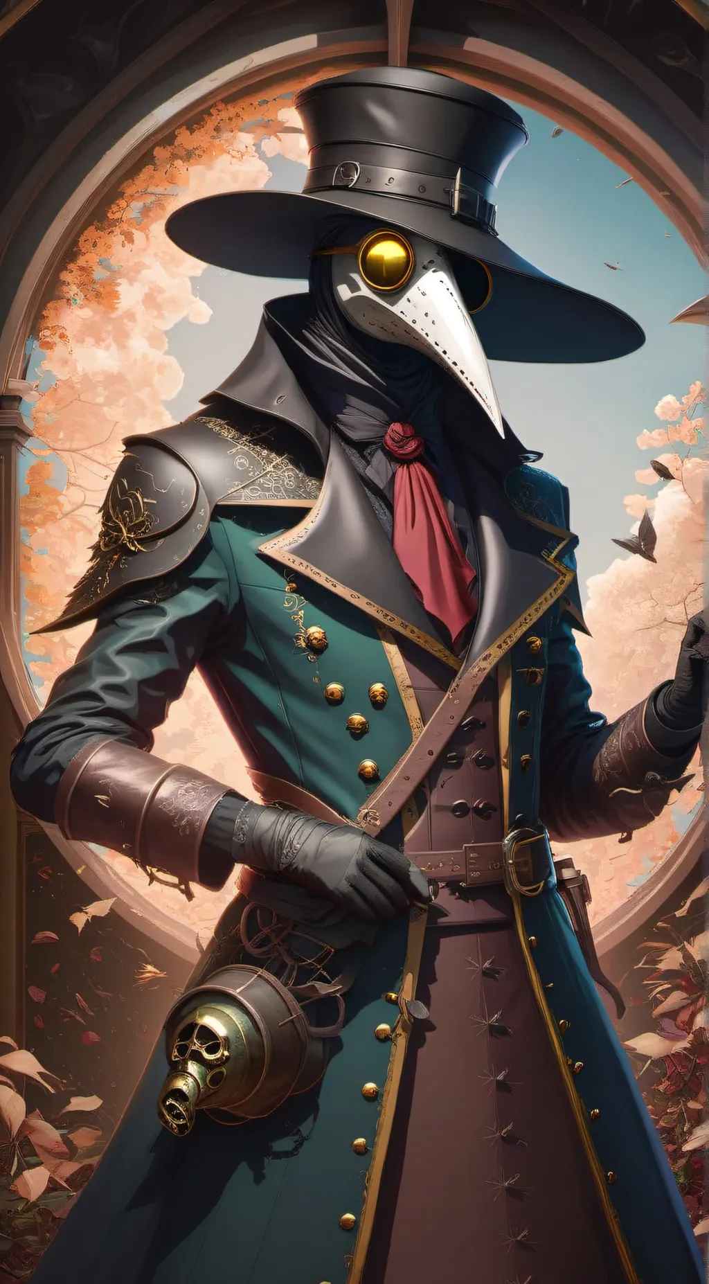 ai character: plague doctor background