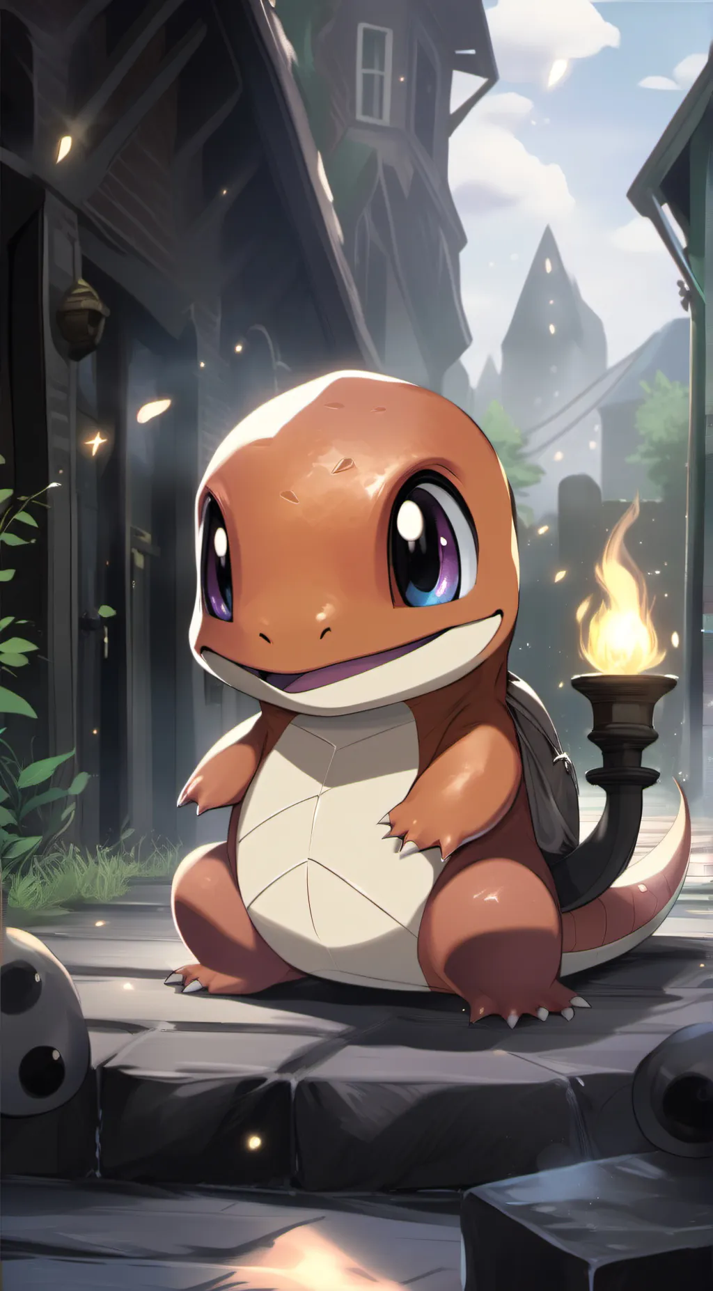 ai character: charmander  background