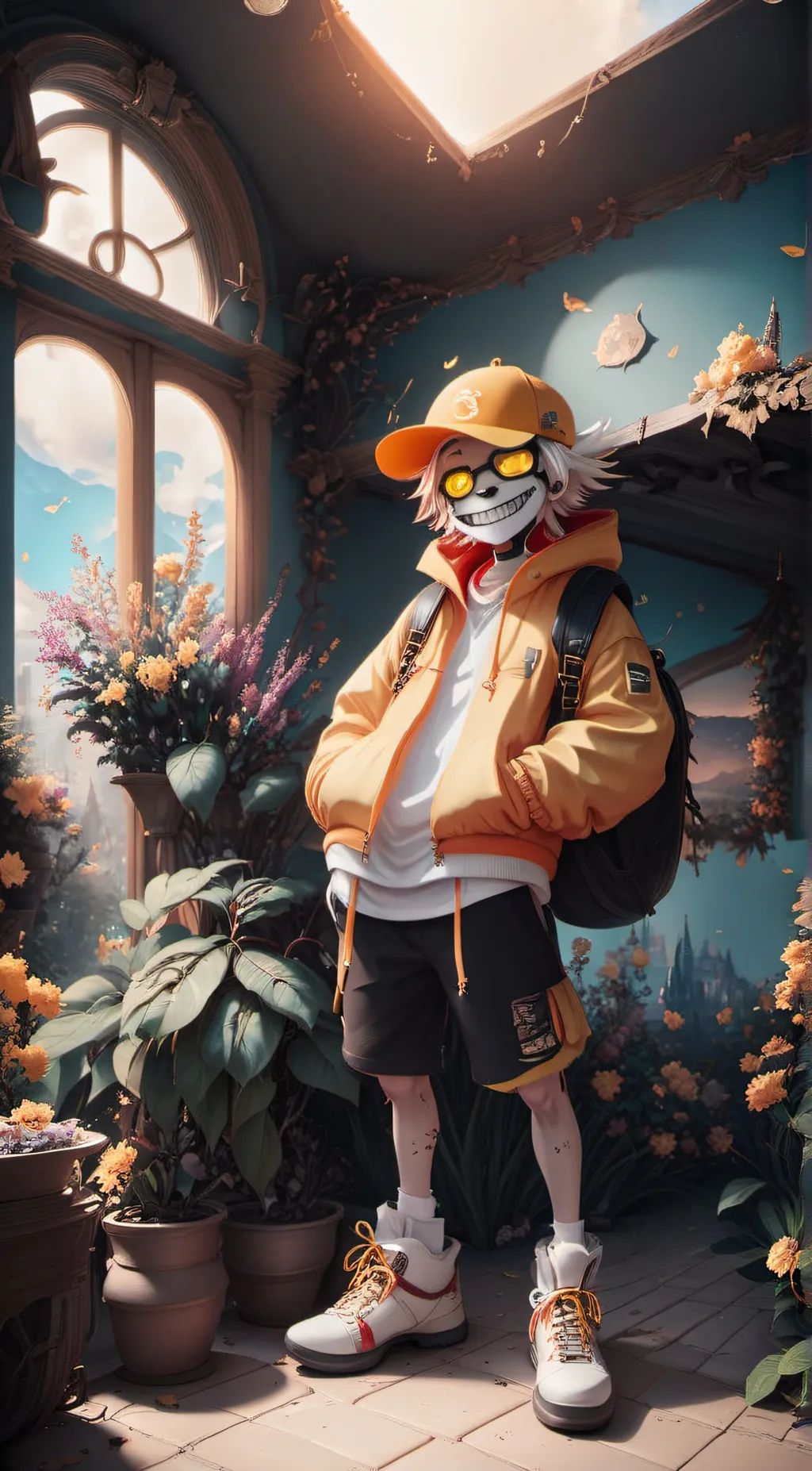 ai character: sun background