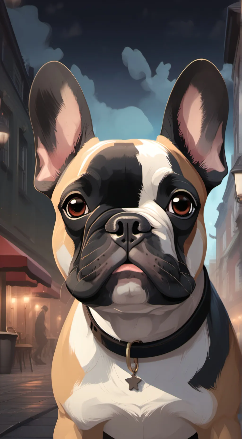 ai character:  French Bulldog background