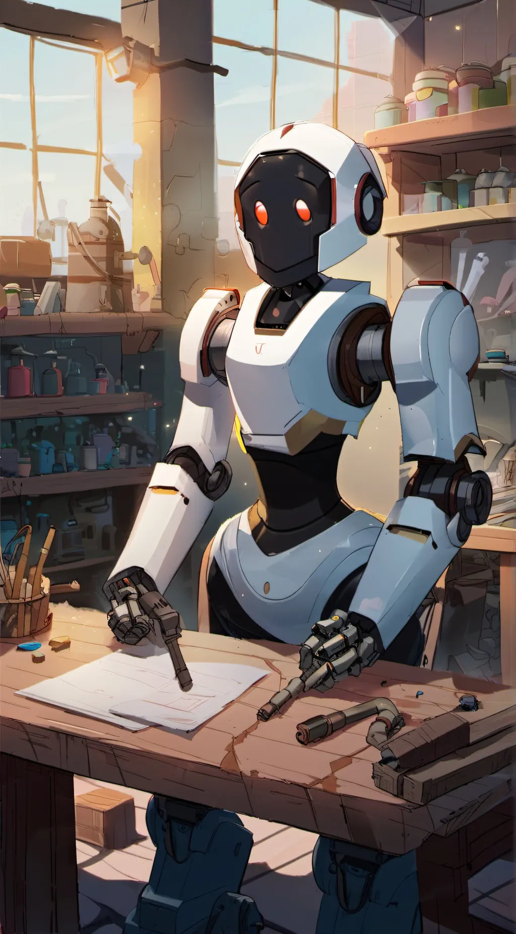 ai character: Robot girl (gassy) background