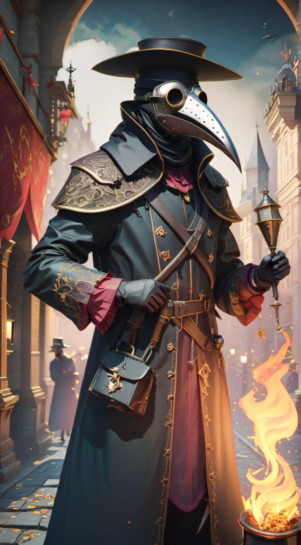 ai character: plague doctor background