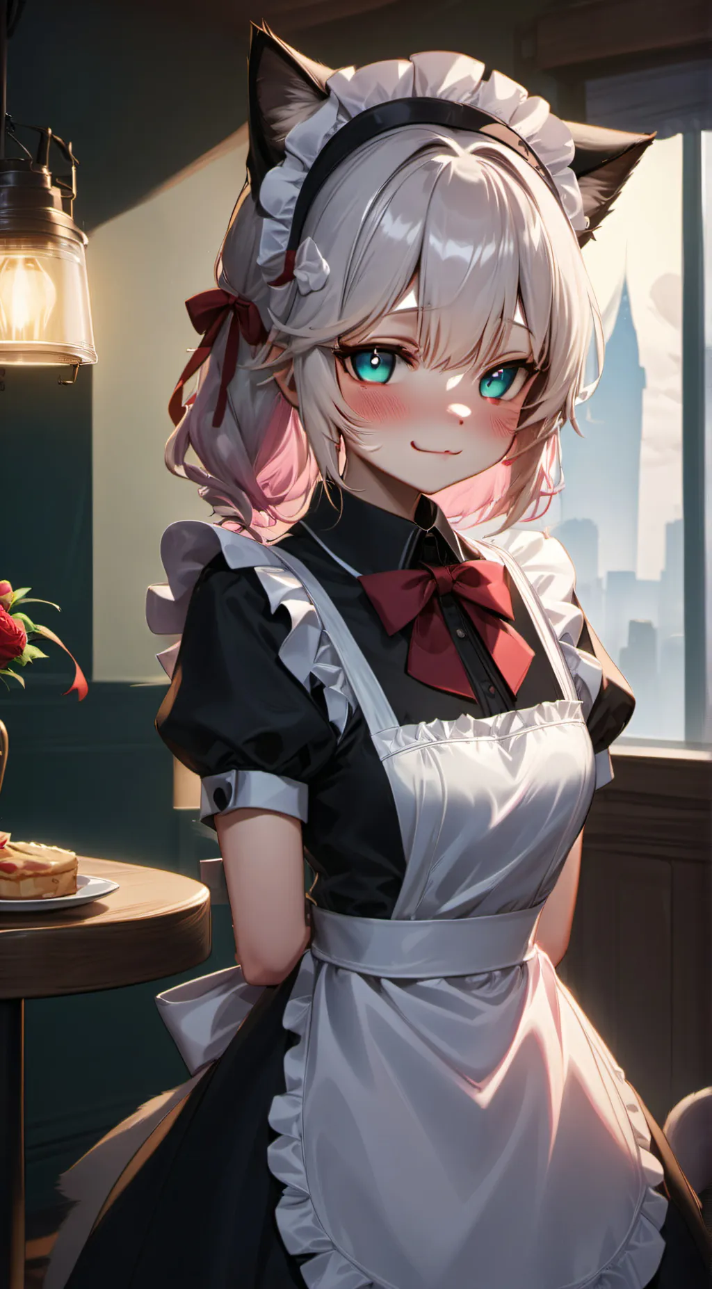 ai character: UwU cat maid background