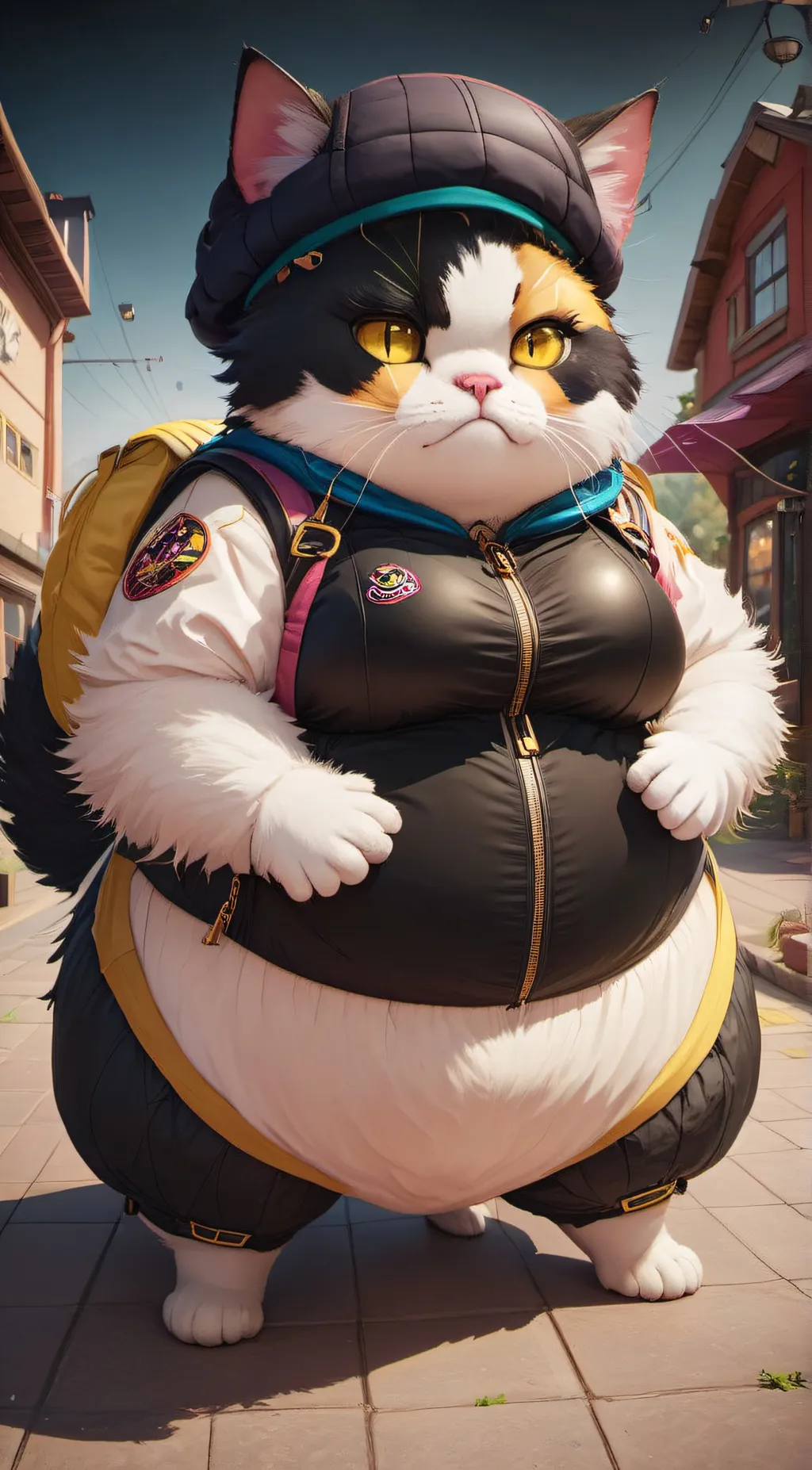 ai character: Inflated meowskull background