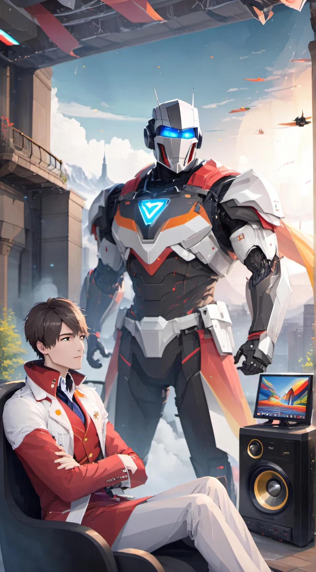 ai character: titan tv man  background