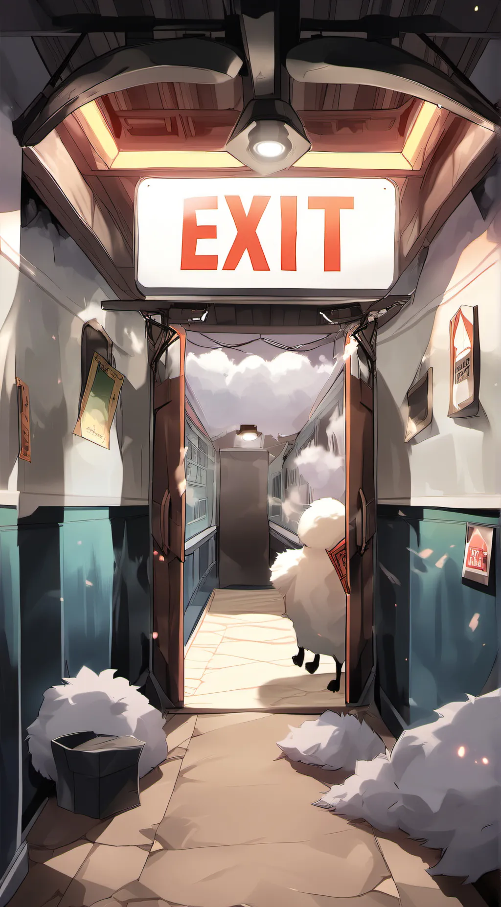 ai character: Exit sign  background