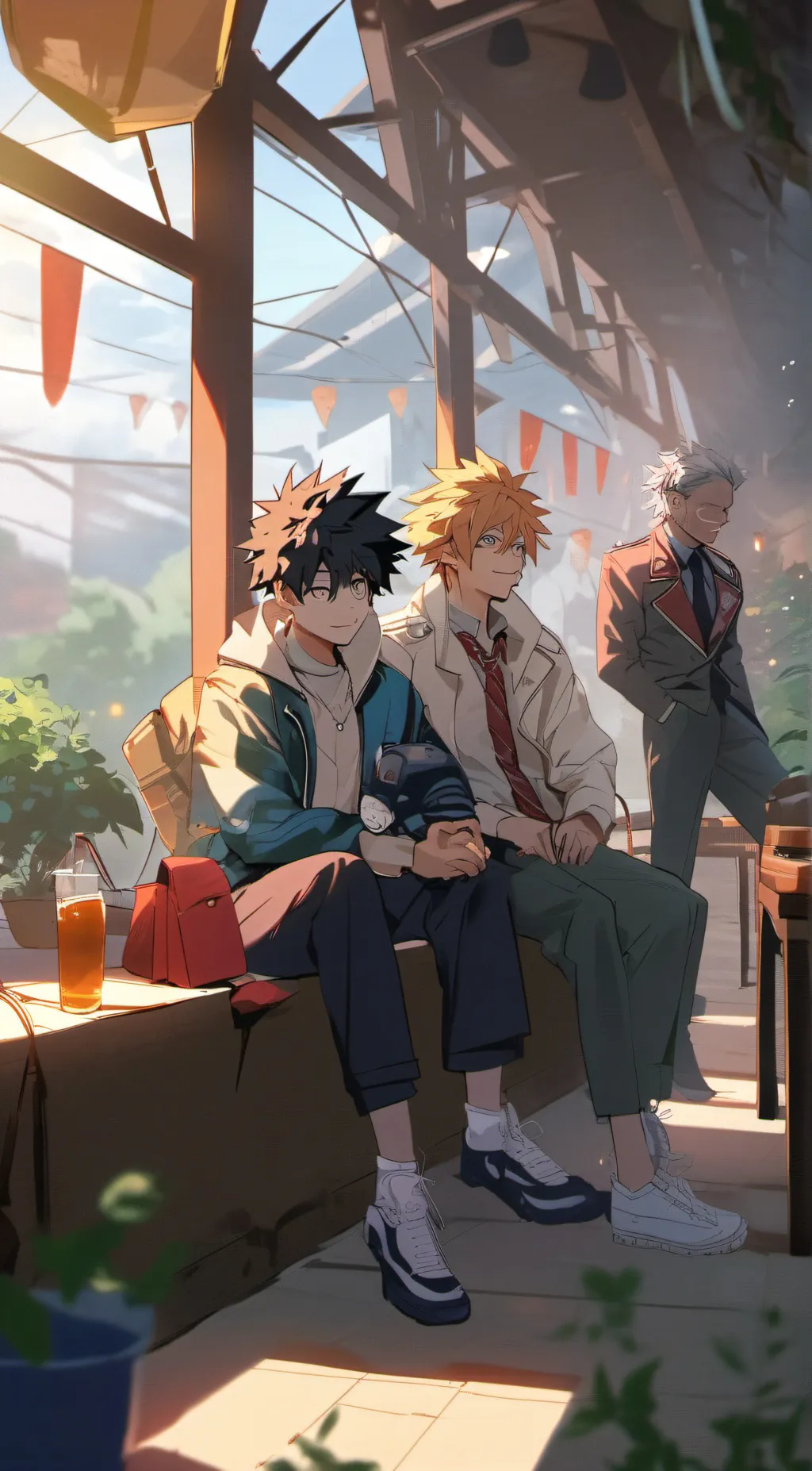 ai character: Mha hot springs  background