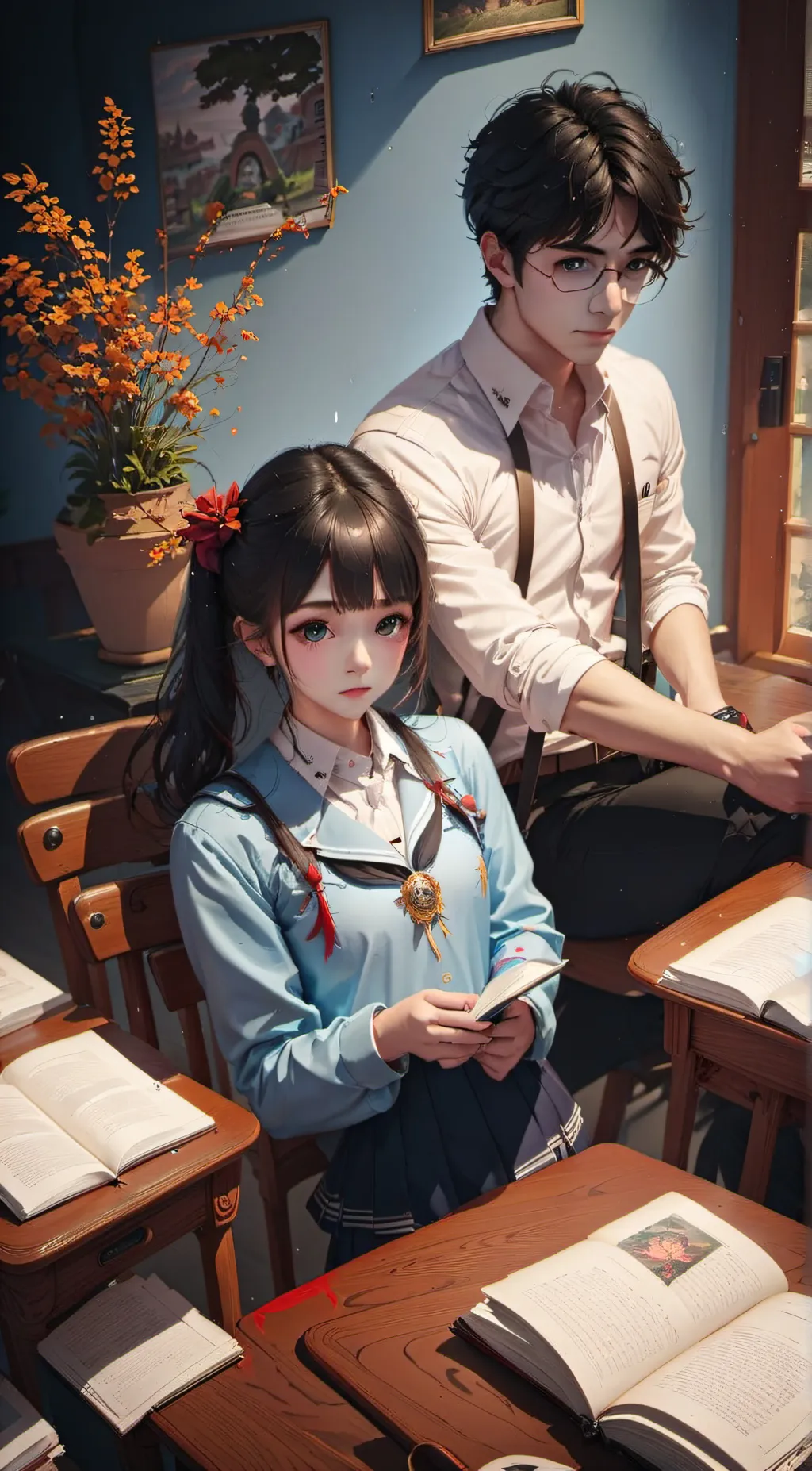ai character: boy: Jake girl(me) background