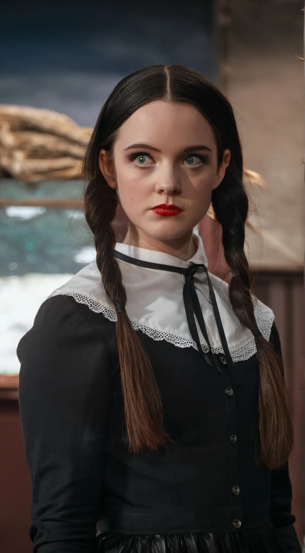 ai character: Wednesday background