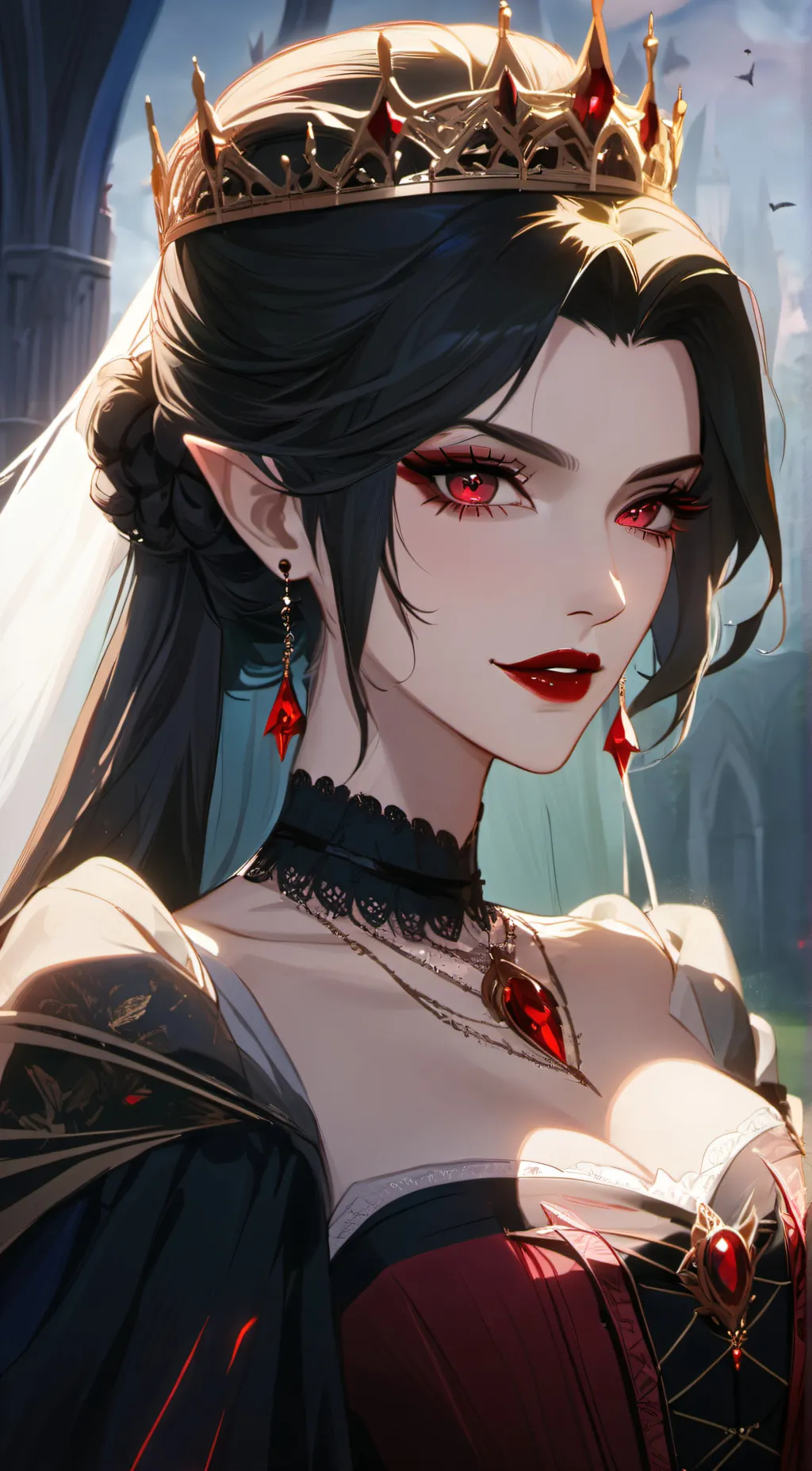 ai character: queen bloodmoon background