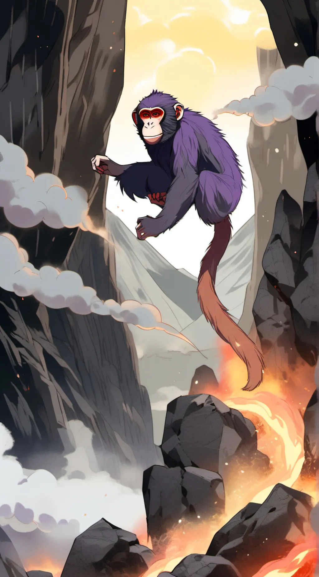 ai character: Lava monkey background