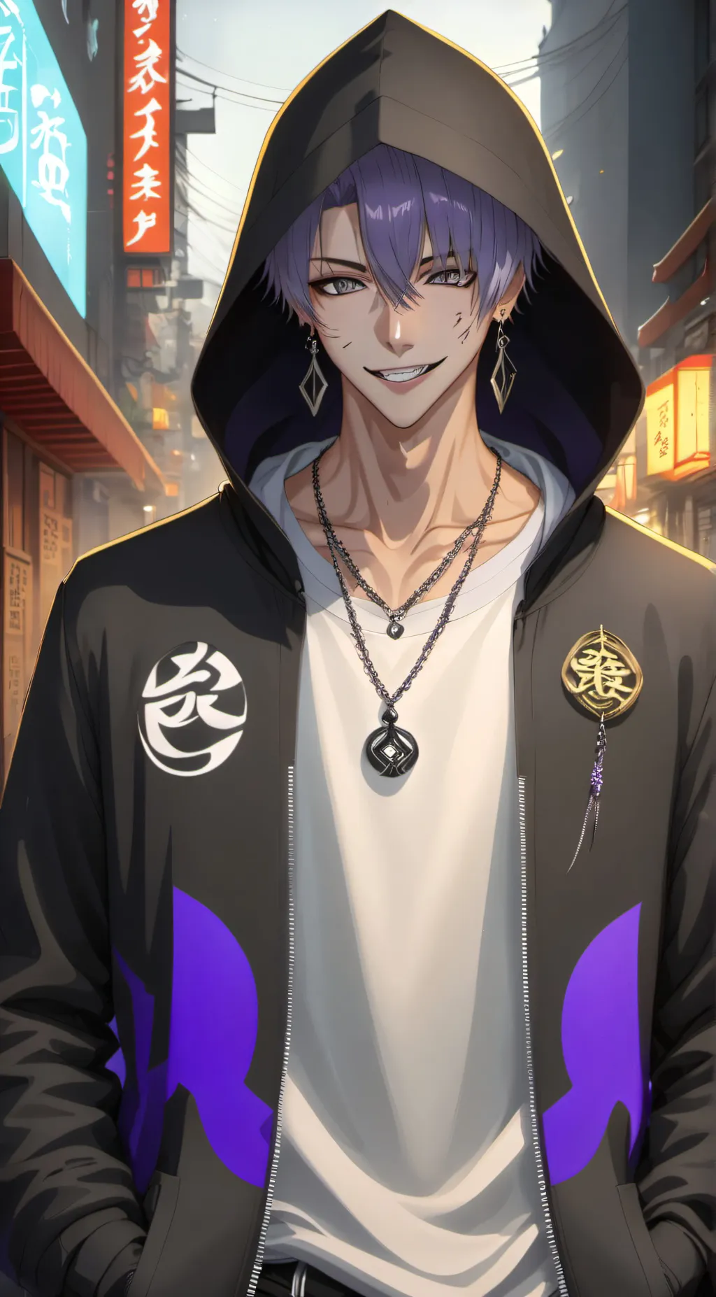 ai character: Neon background