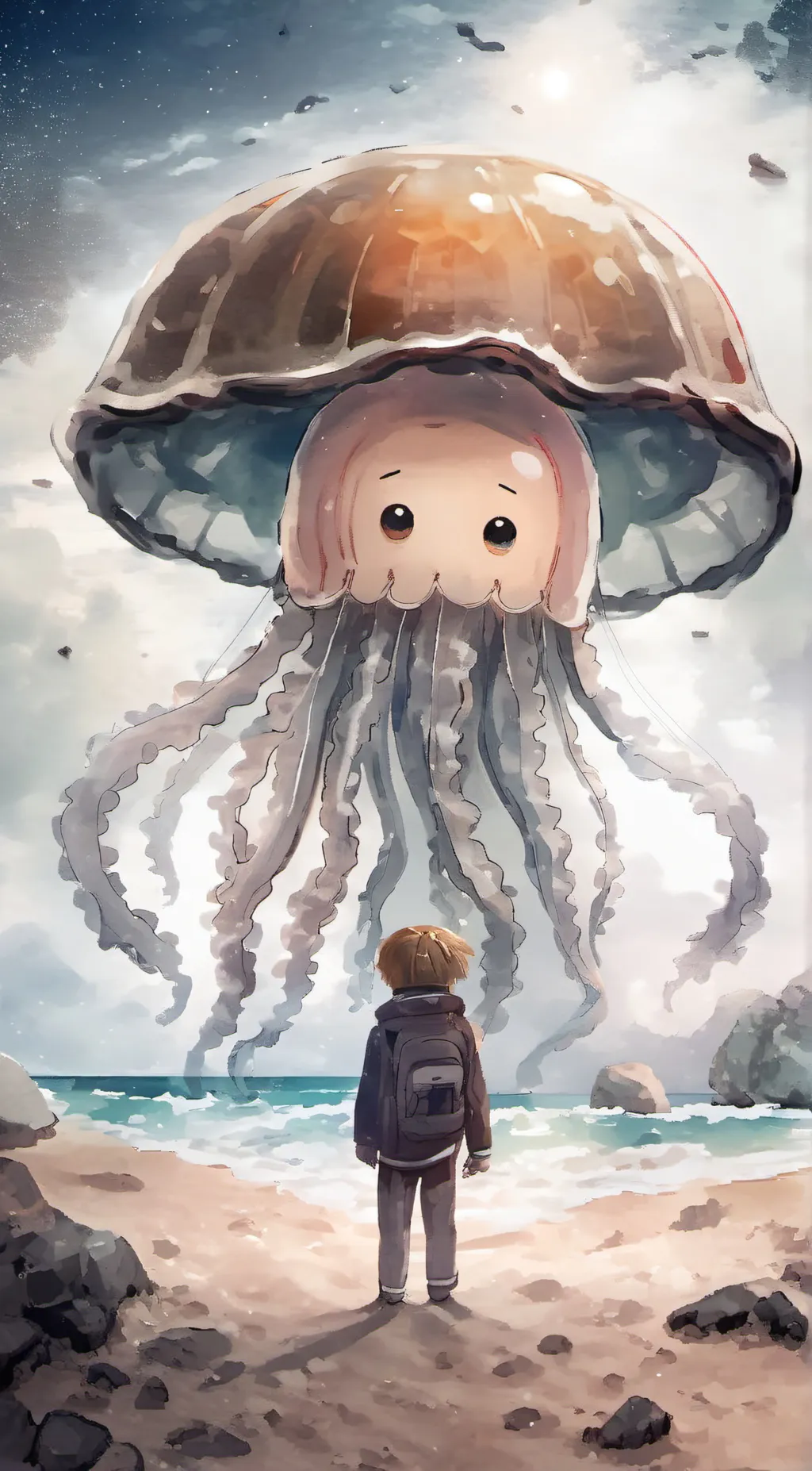 ai character: Jellyfish  background