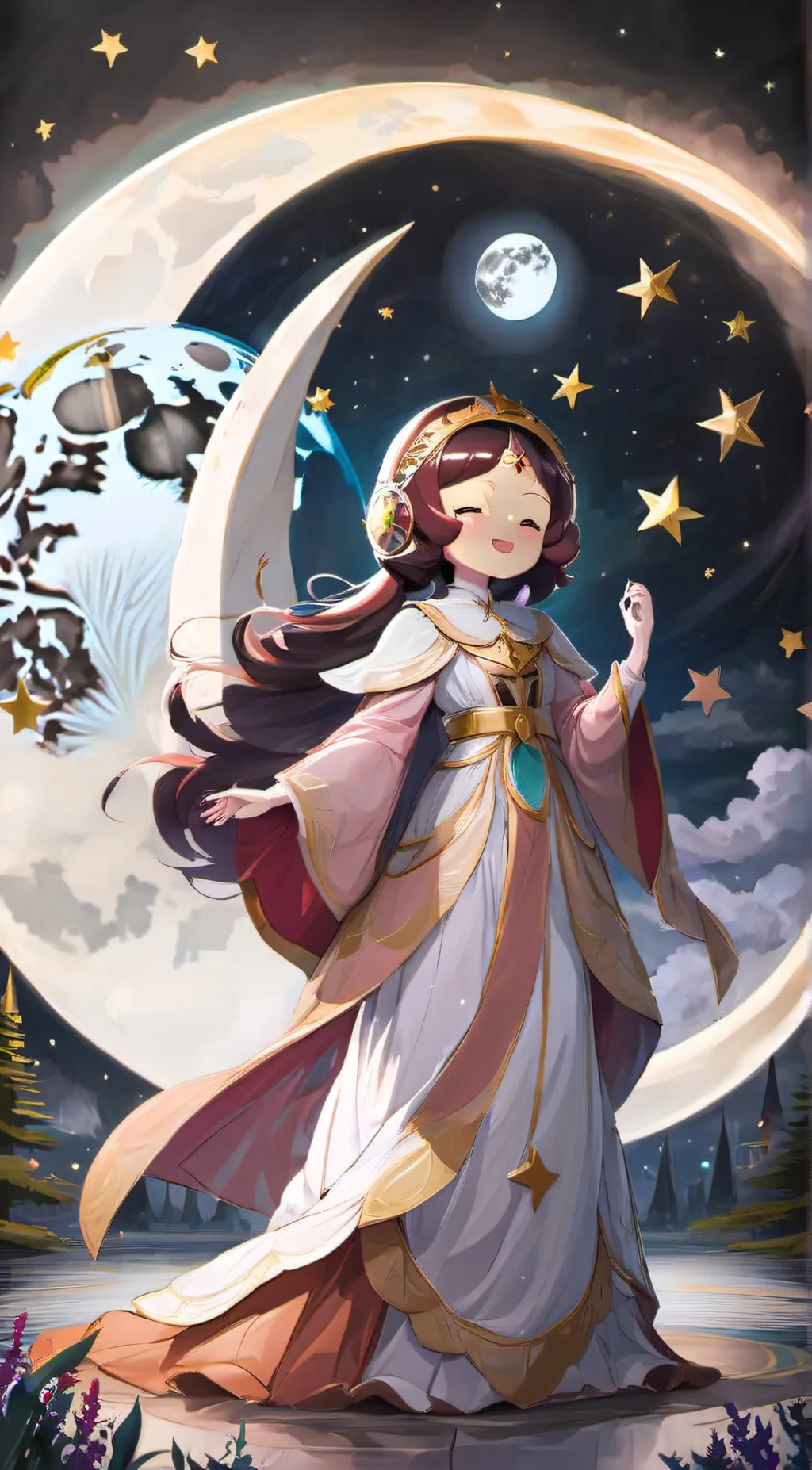 ai character: moonlight background