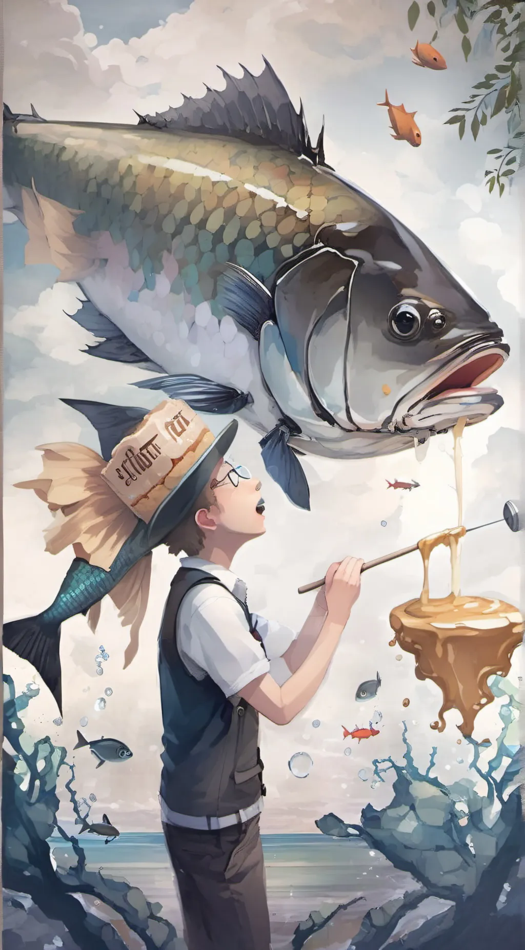 ai character: a sucker fish background