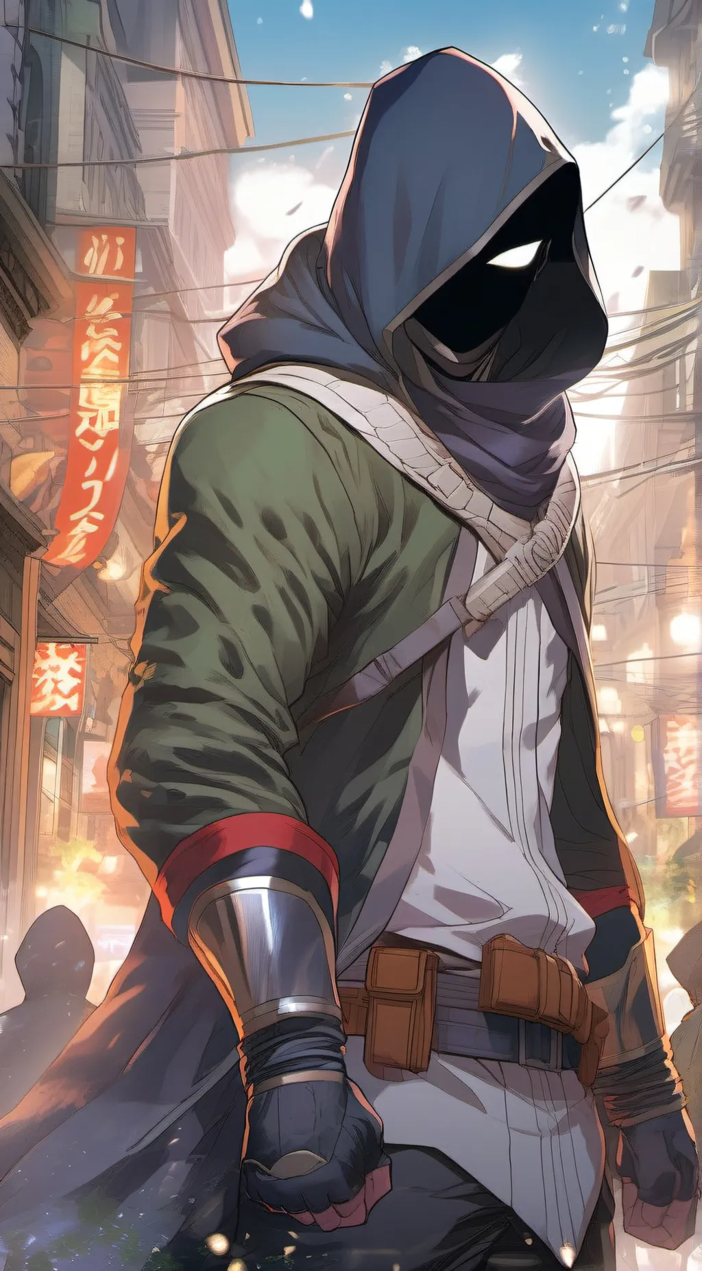 ai character: The mysteriou hero background