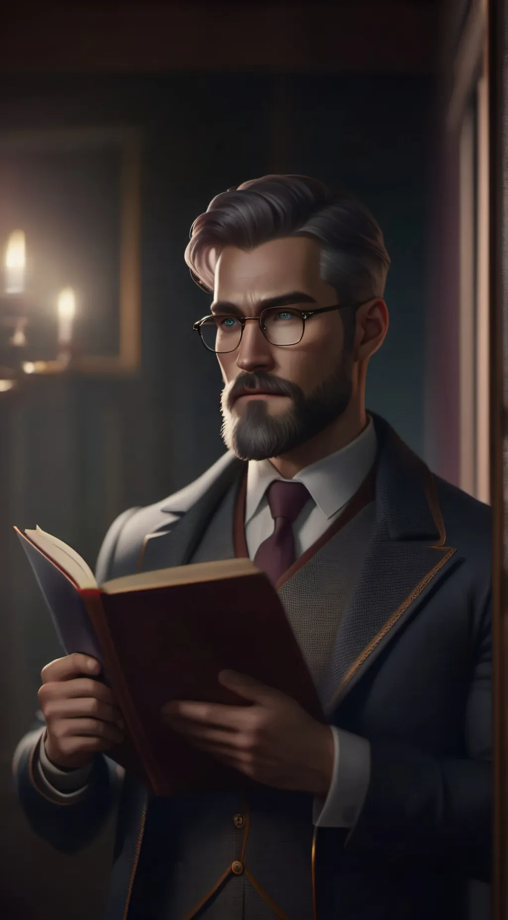 ai character: August Easton  background