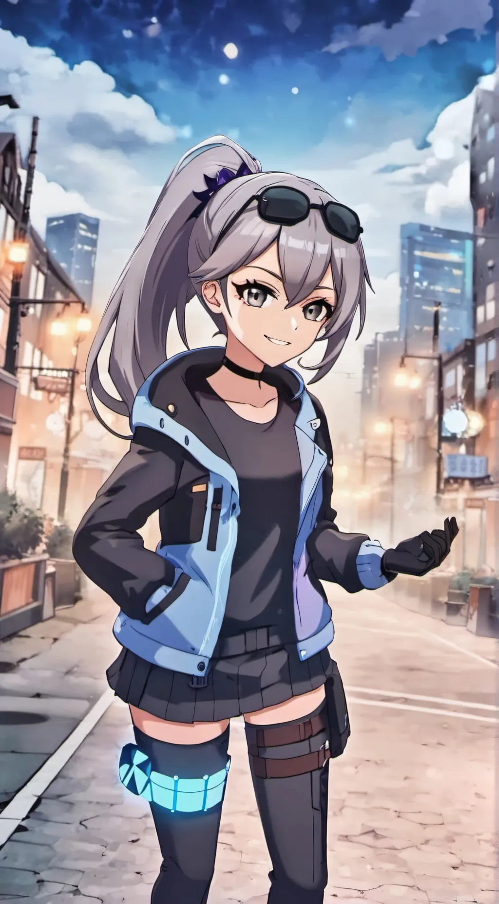ai character: Blue silverwolf background