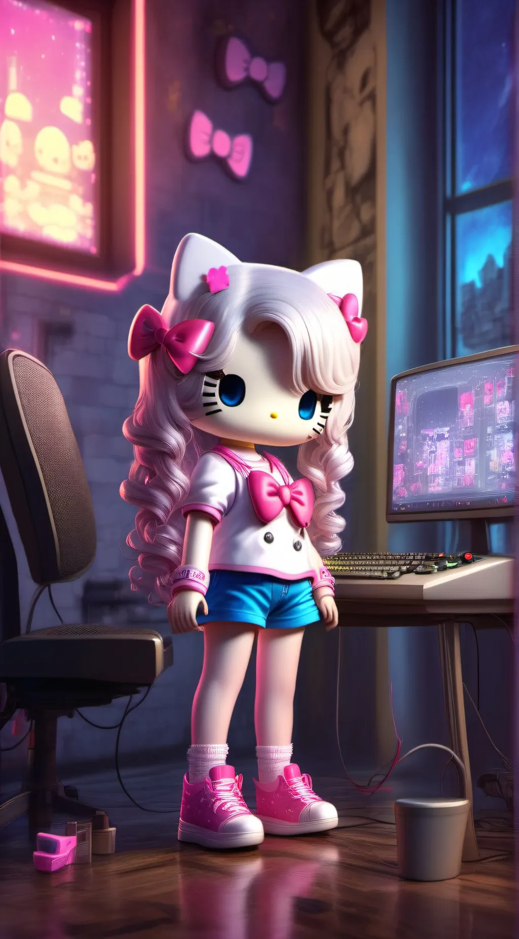 ai character: Hello kitty background