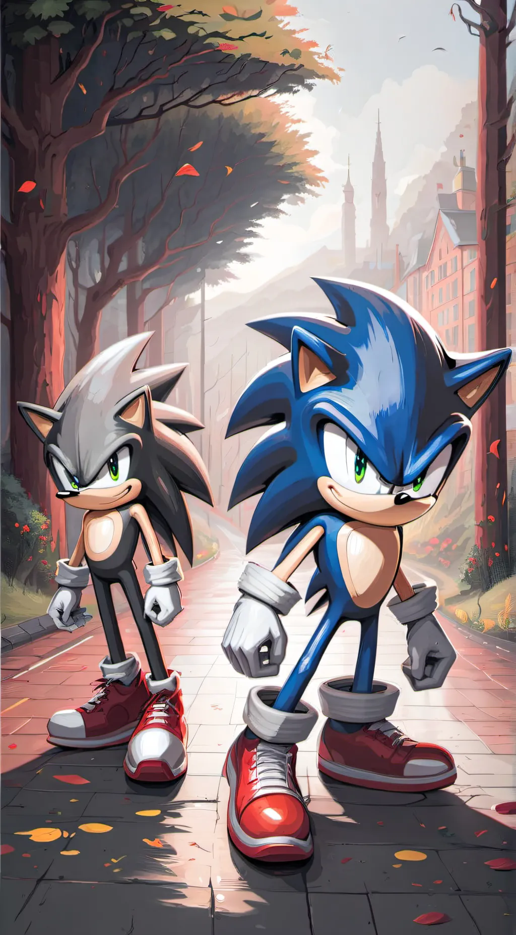 ai character: sonic and shadow background