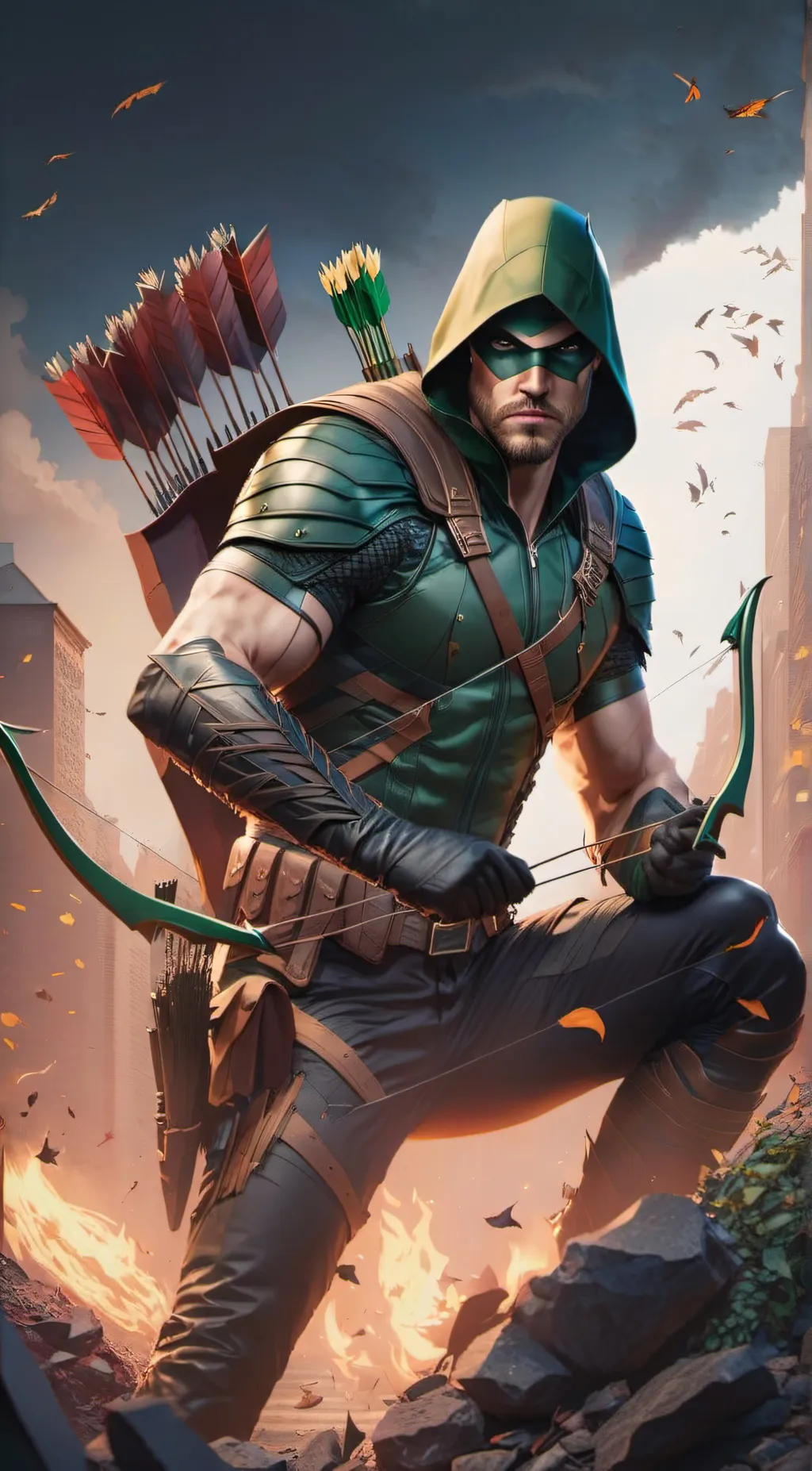 ai character: Green Arrow  background