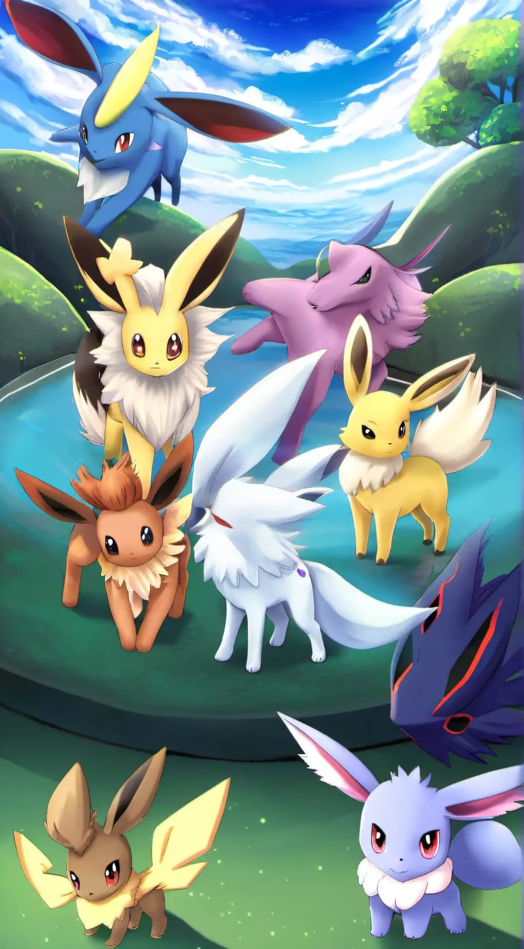 ai character: eeveelutions background