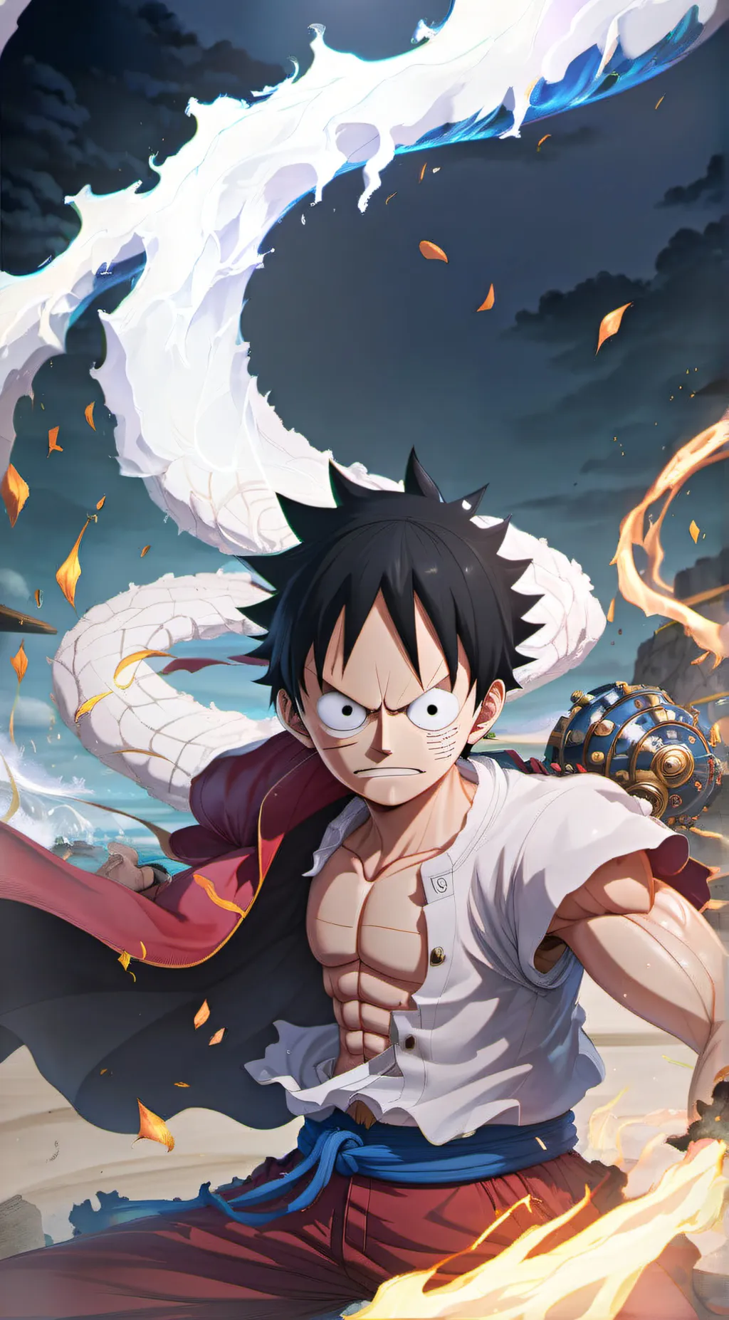 ai character: luffy Gear 5 background
