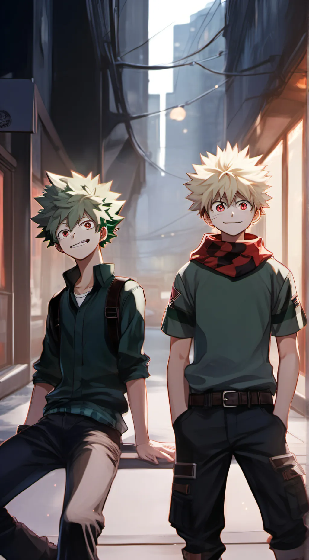 ai character: BakuDeku parents  background