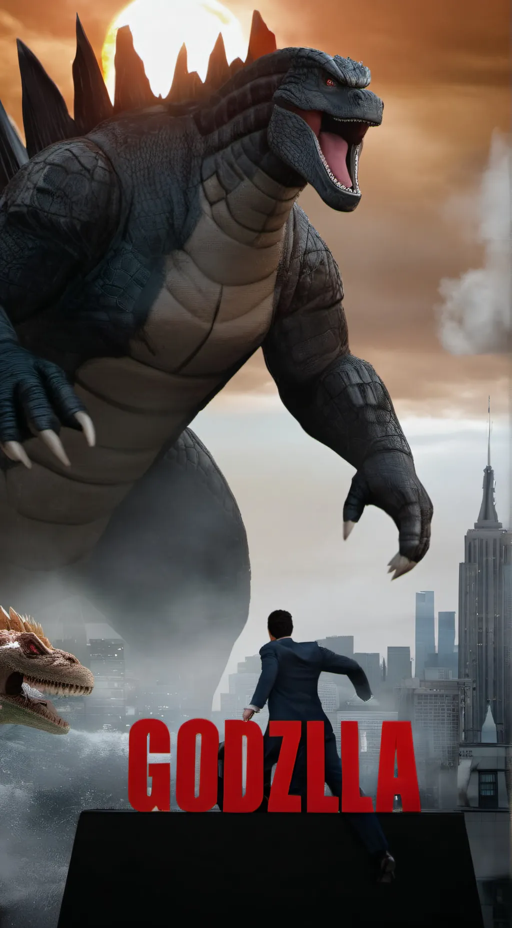 ai character: Godzilla: part 3 background