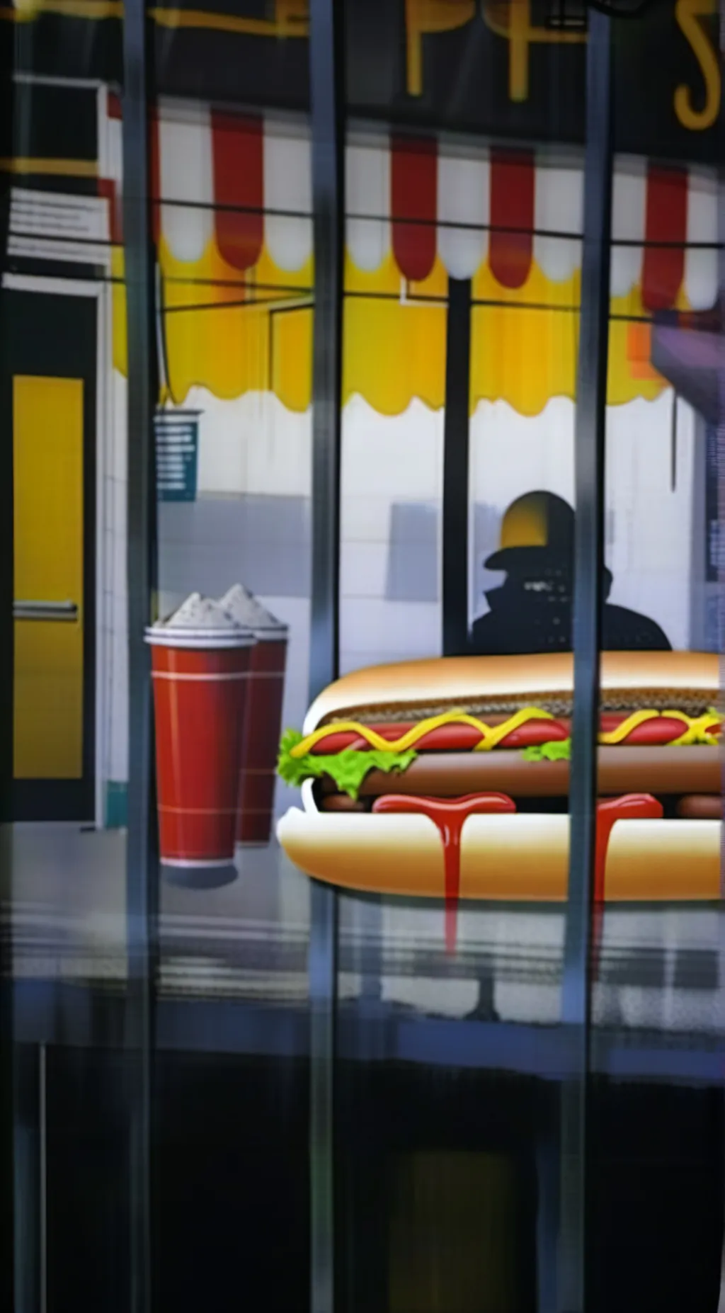 ai character: evil hot dog  background