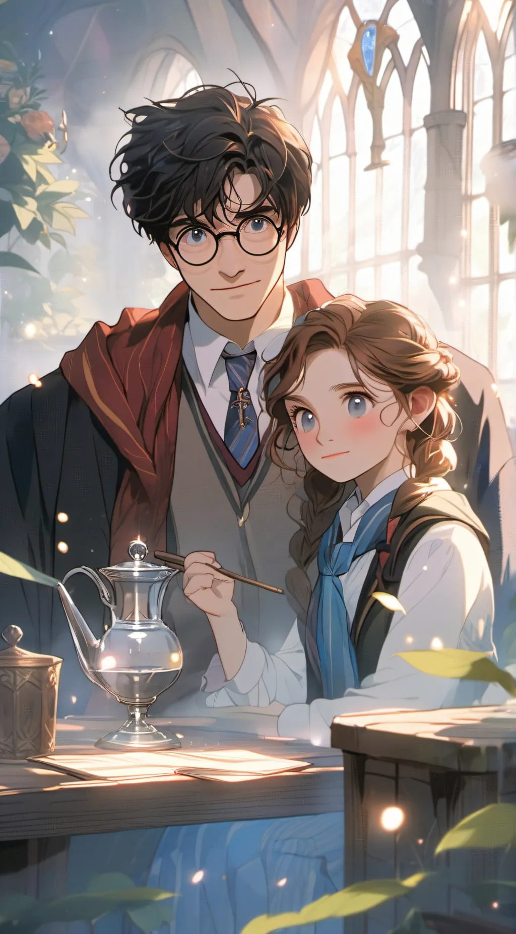 ai character: Harry and Ginny  background