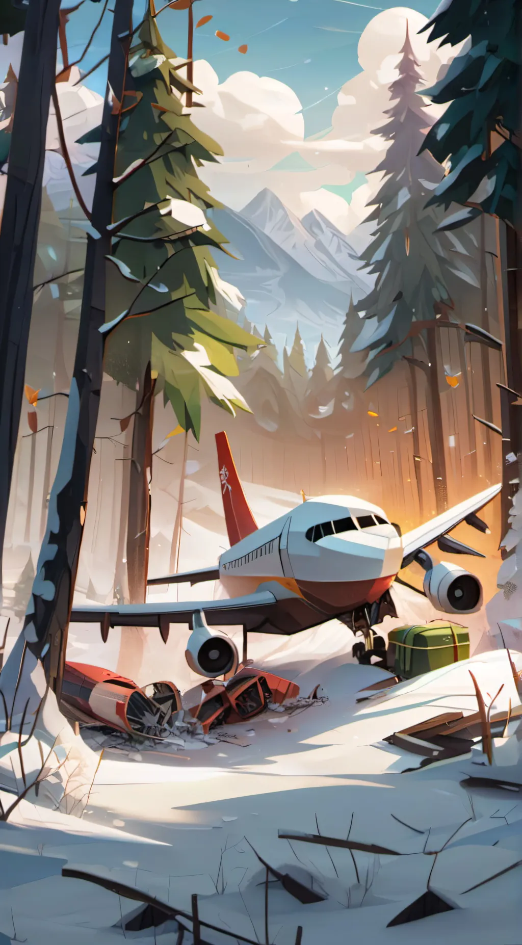 ai character: plane crash background