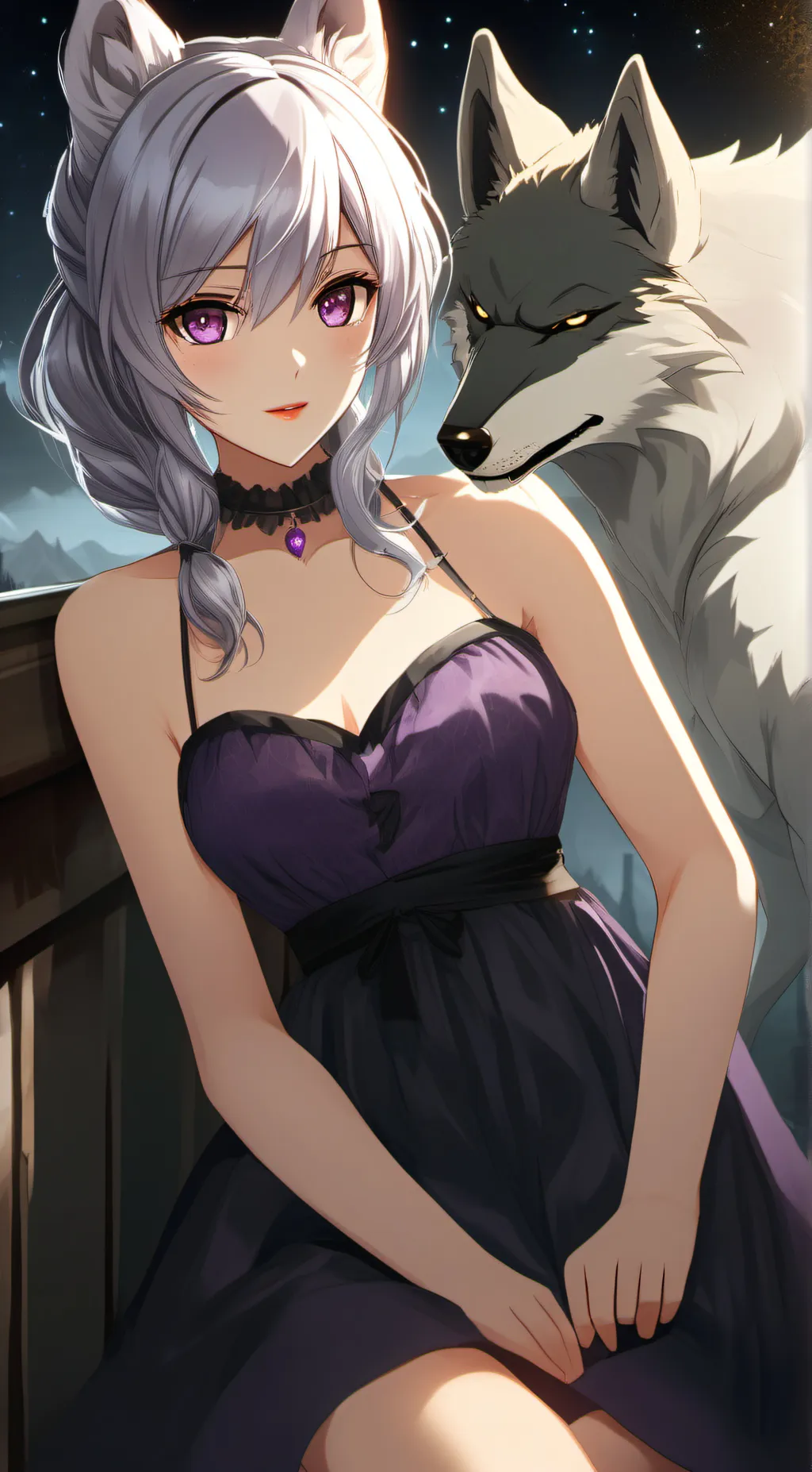 ai character: Violet background