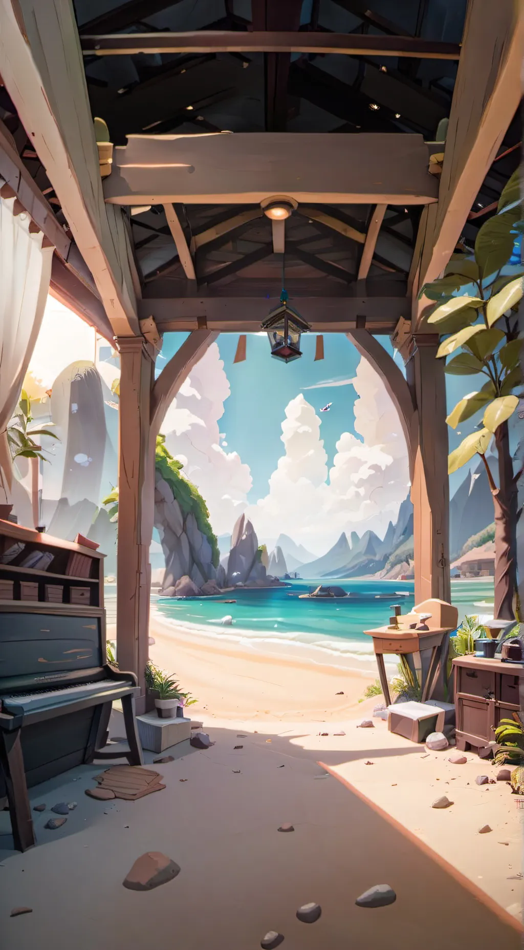 ai character: Love Beach background