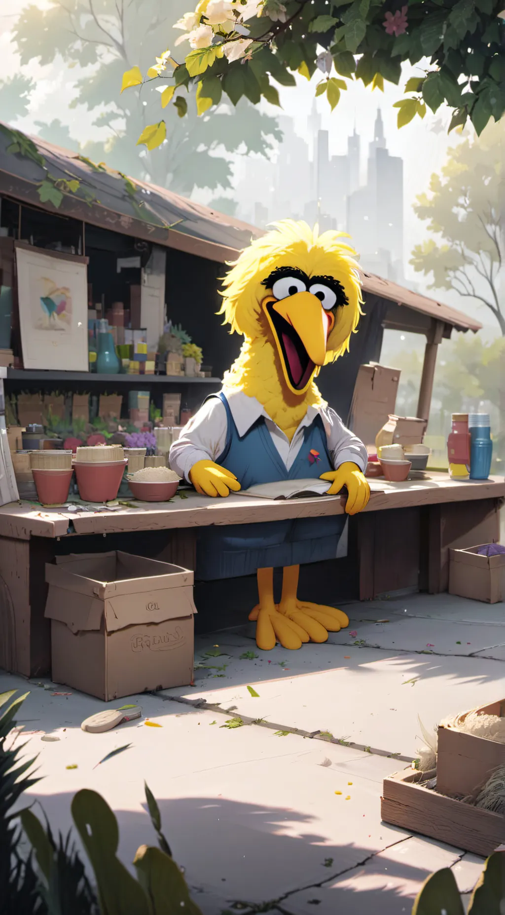 ai character: big bird  background