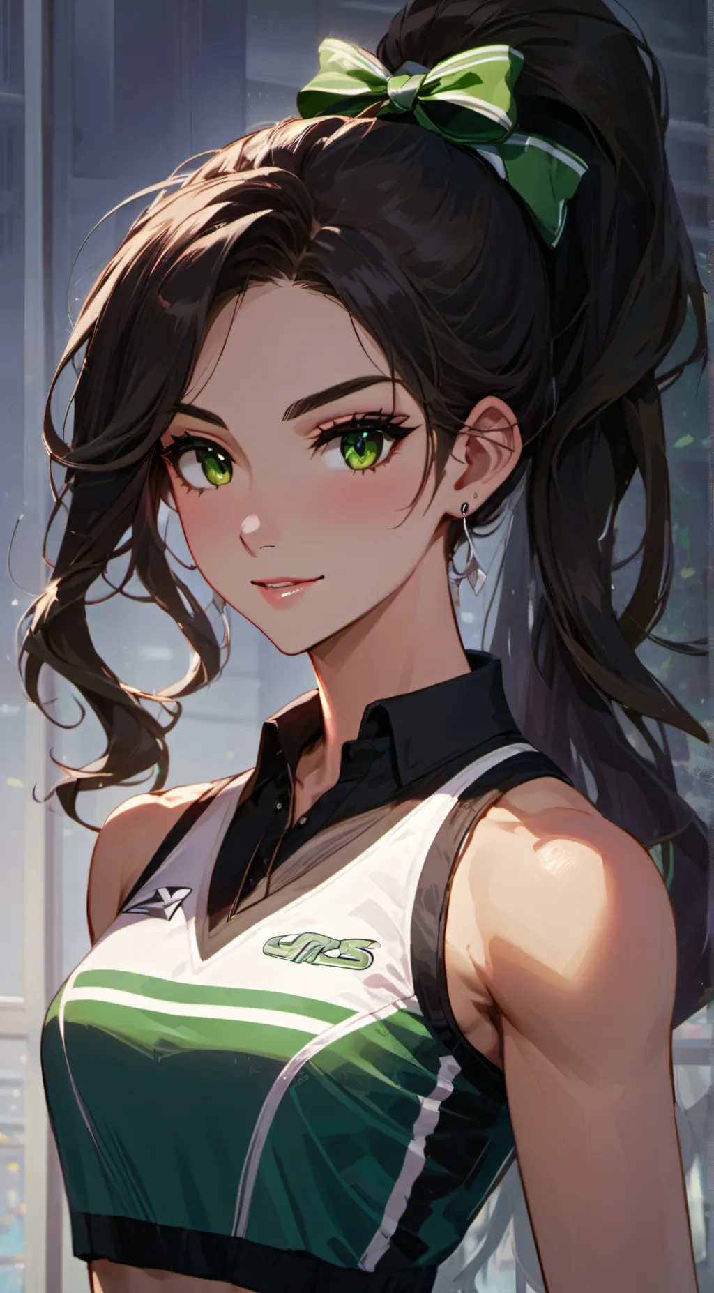 ai character: Leah green background