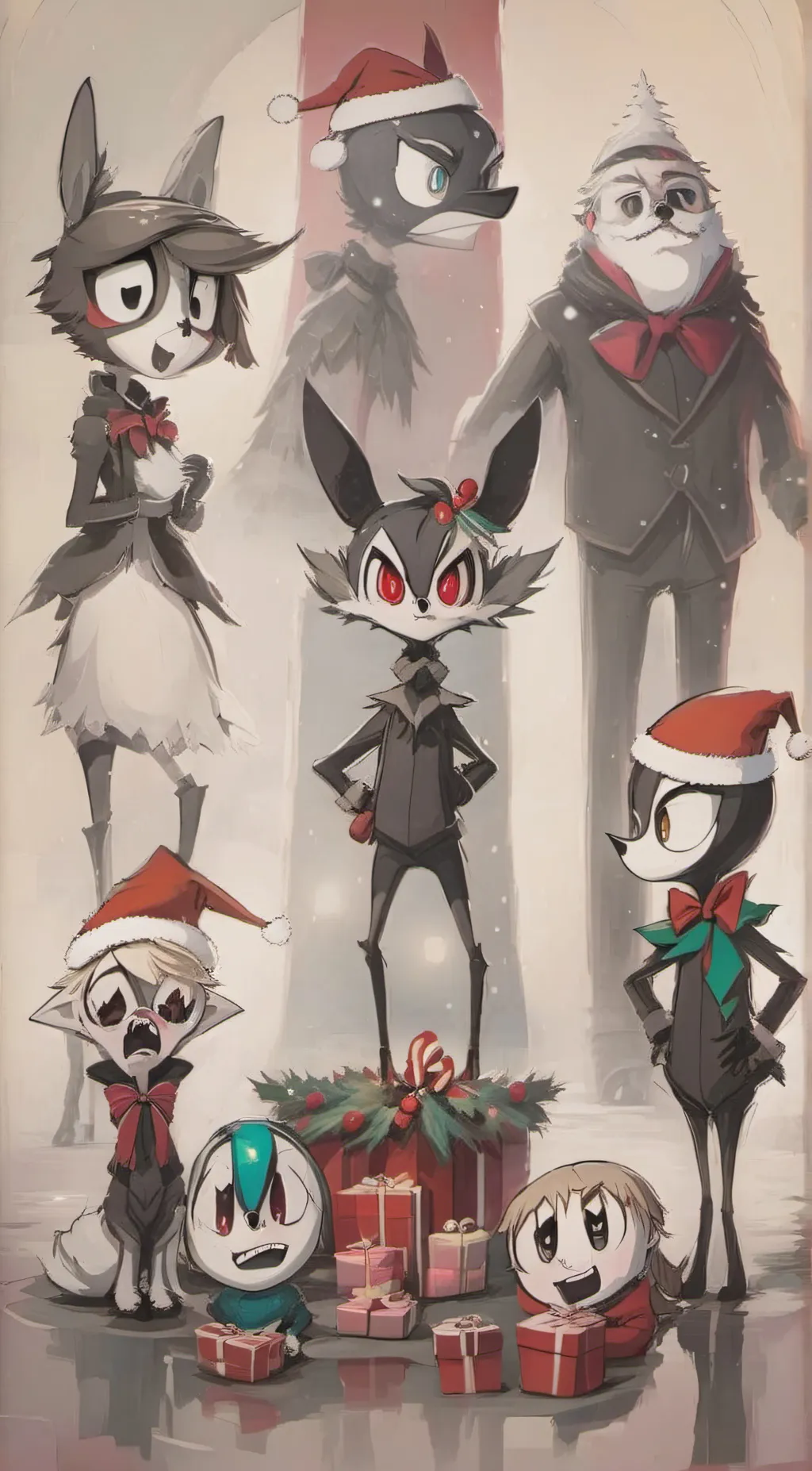 ai character: HB Christmas background