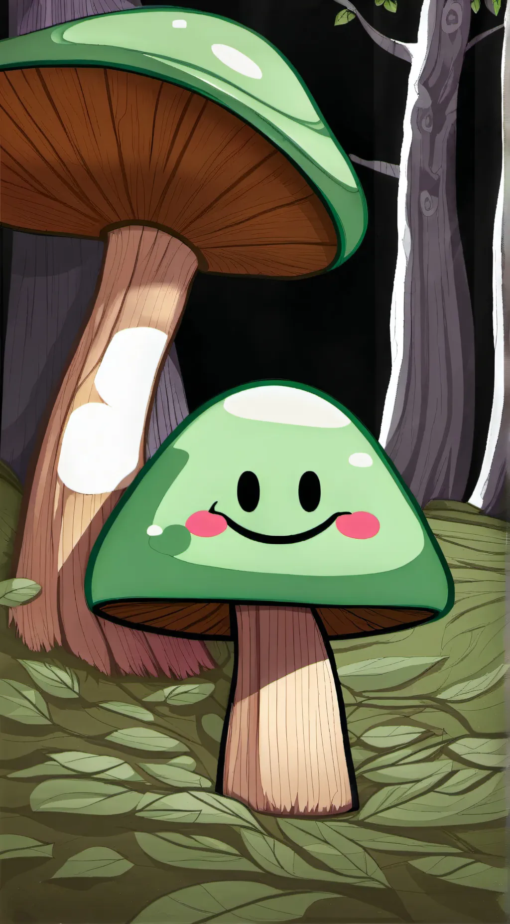 ai character: Green mushroom background