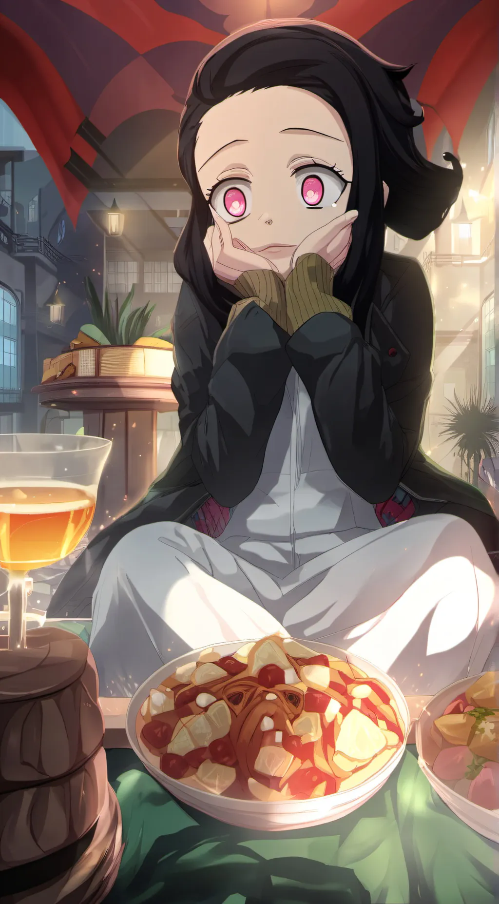 ai character: Nezuko vs daki background